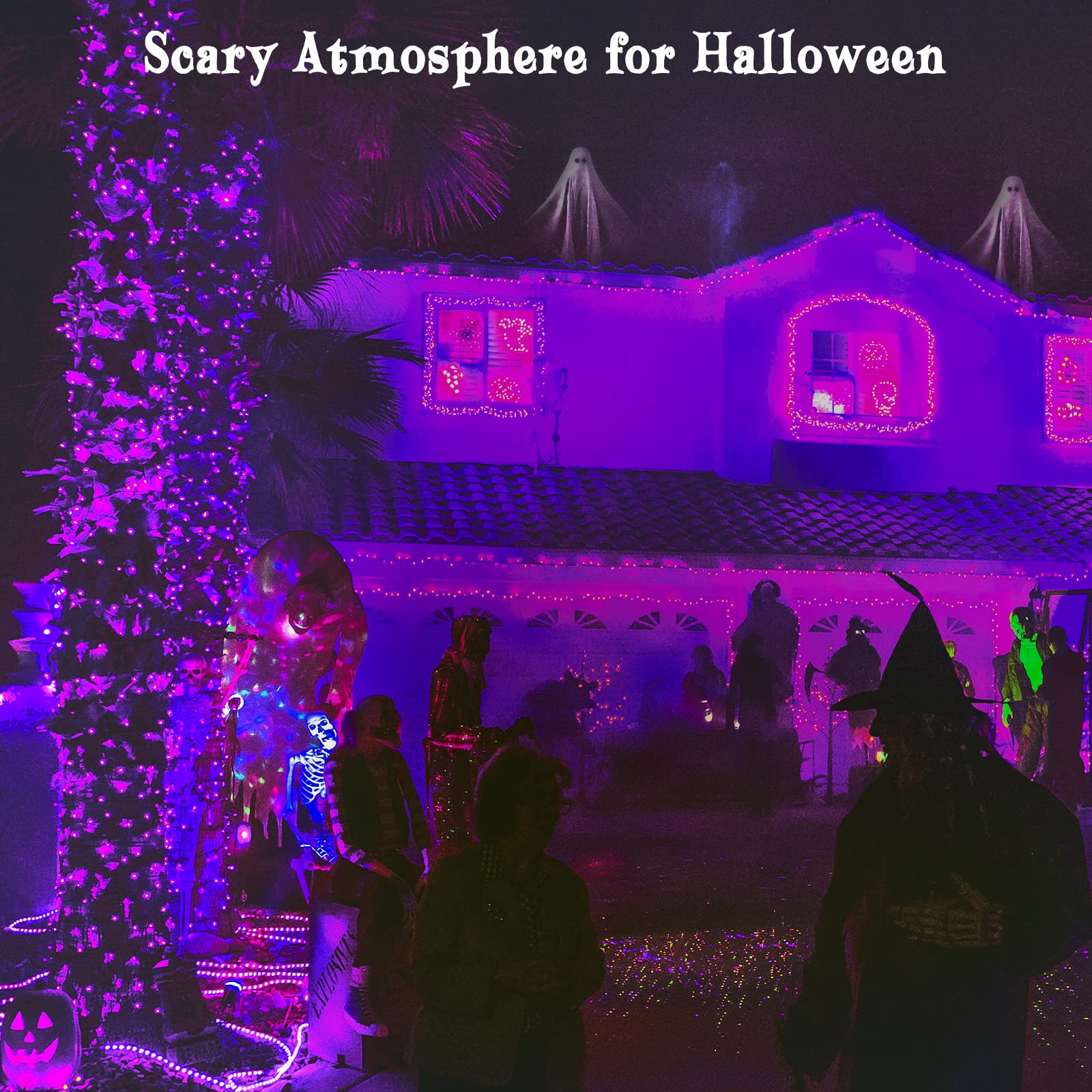 BlcTec Purple Halloween Lights 300 LED 108FT, Waterproof with Timer, Energy-Saving LED & Copper Wire, Model JT-EL/FC300V0200-C