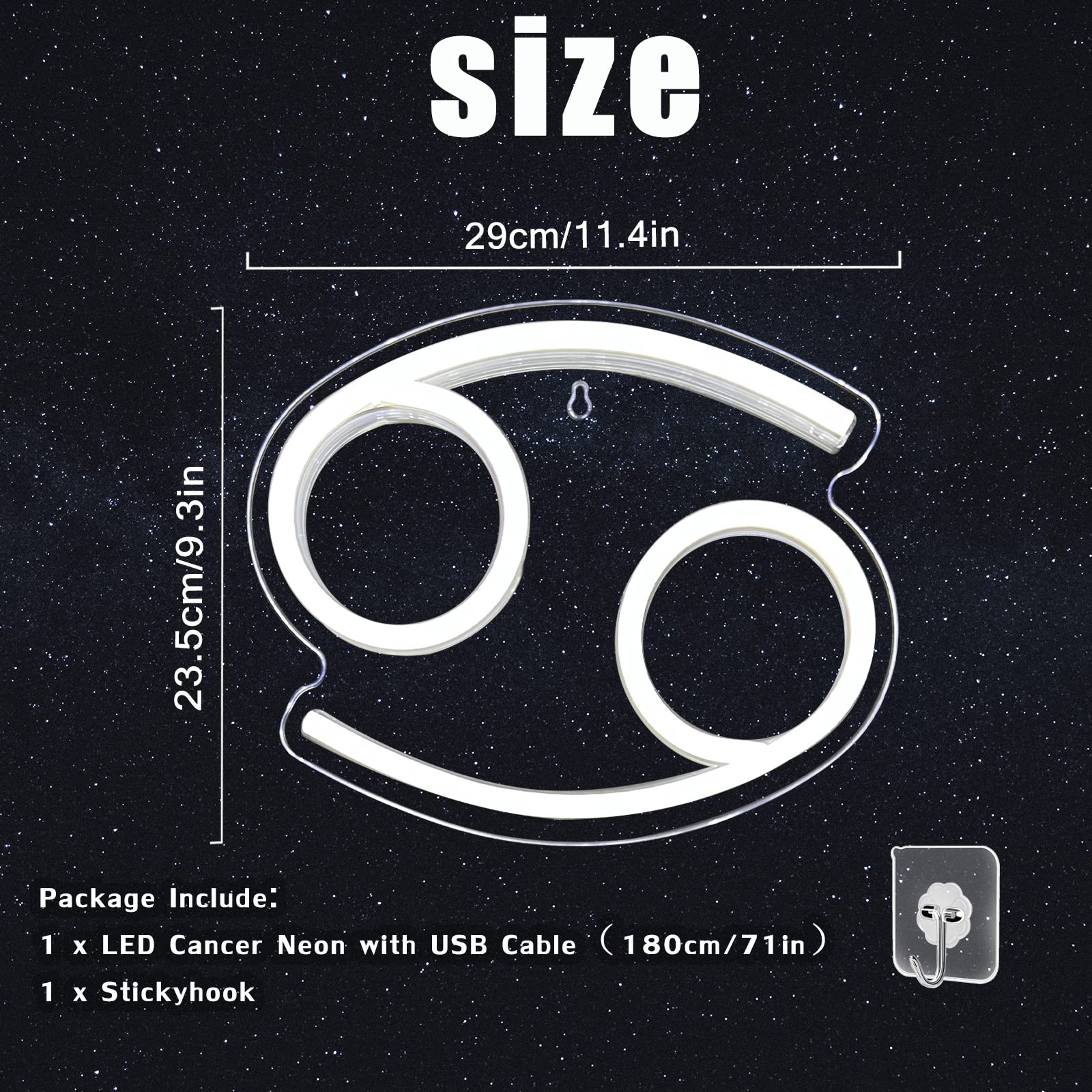 Bernicekelly Cancer Zodiac Horoscope Led Neon Sign - Astrology Wall Decor For Kids Room