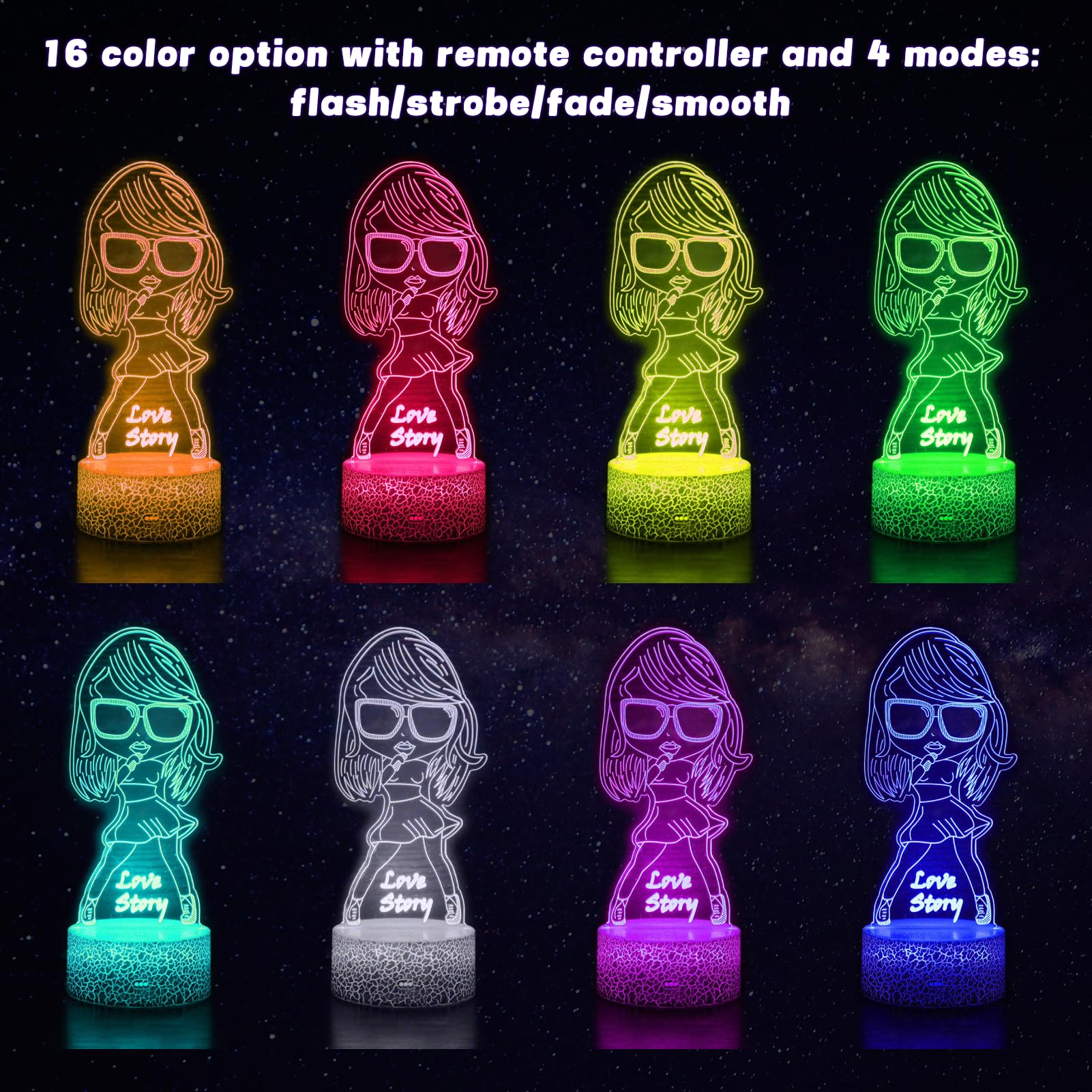 Roly Bee 3D Colorful Smart Night Light With Remote Control And Smart Touch  Suitable For Home ChildrenS Room Decoration  Music Parties  Birthdays  And Christmas Fans Best Peripheral Gifts