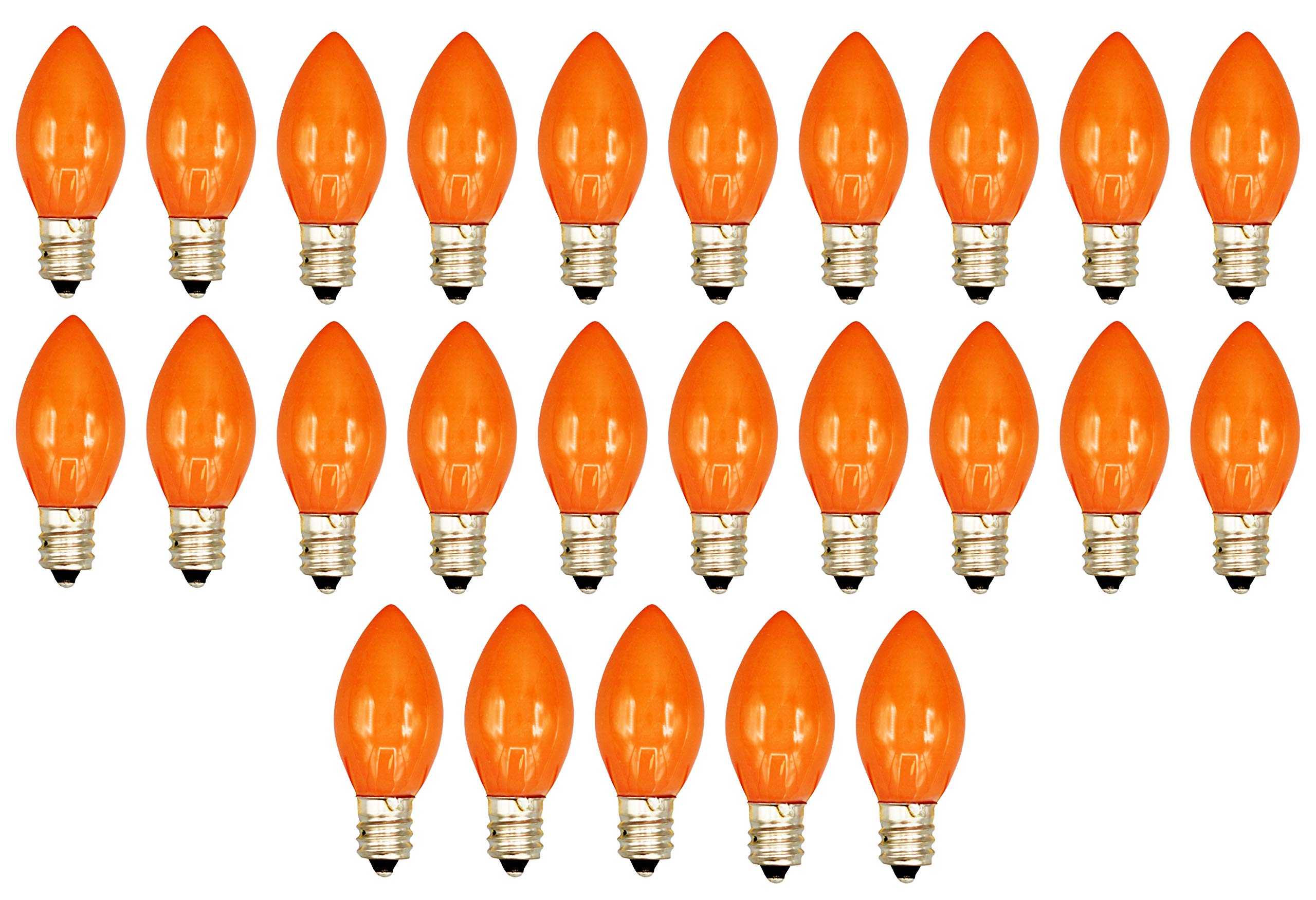 Creative Hobbies Pack Of 25 C7 Led Orange Replacement Light Bulbs, 0.7W Ceramic Led Vintage Light Bulbs For C7 Outdoor String Li