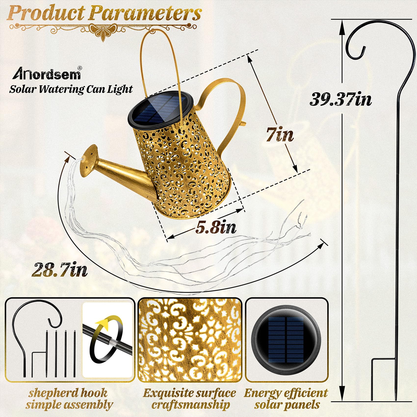 Anordsem Solar Watering Can Lights: Garden Light Waterproof Outdoor Yard Decoration - Fairy Lantern Hanging For Patio Proch Deco