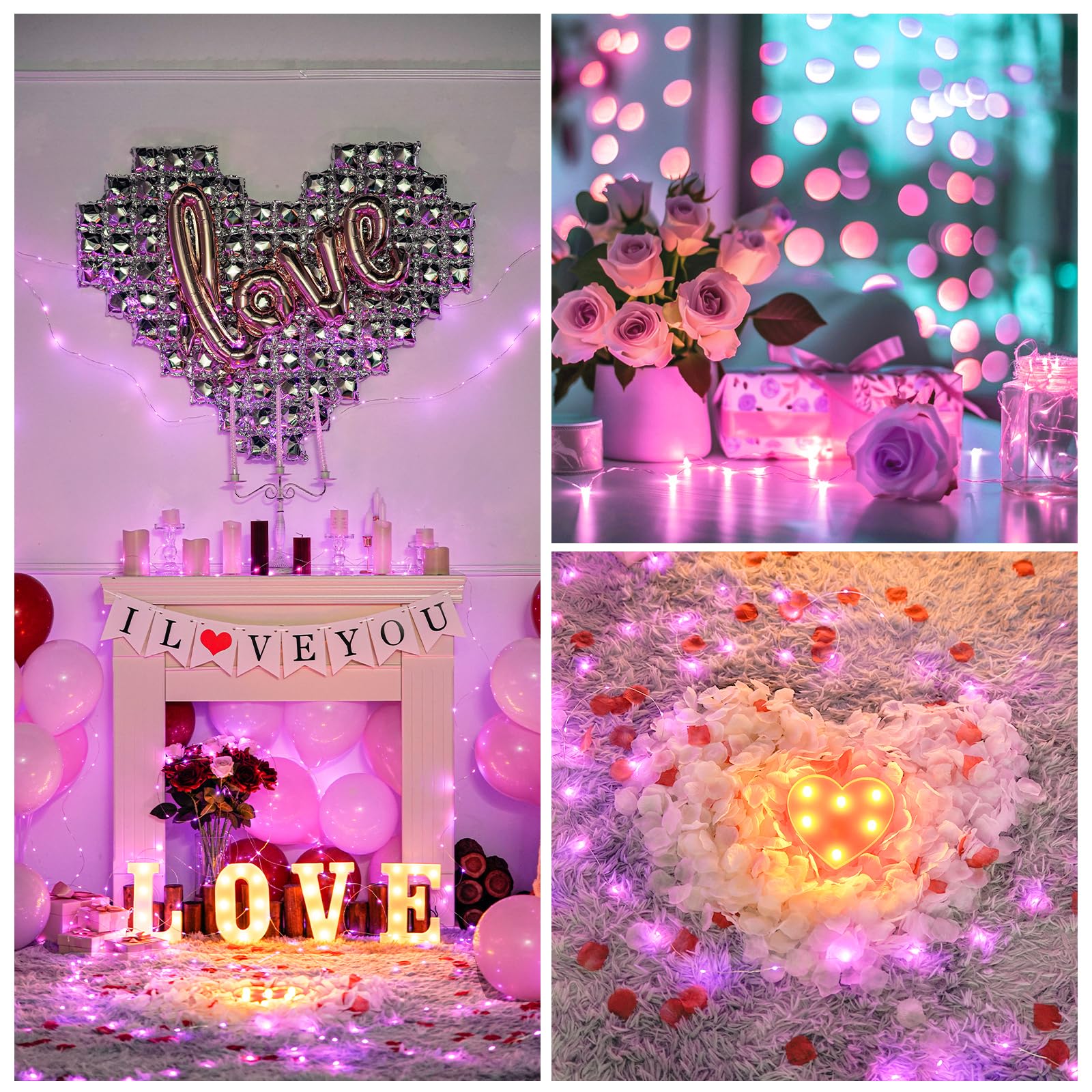 Jmexsuss 8 Pack 50 Led Christmas Fairy Lights Battery Operated String Lights, 16Ft Pink Twinkle Fairy Lights Indoor Outdoor Waterproof For Mason Jars Bedroom Party Wedding Christmas Decorations