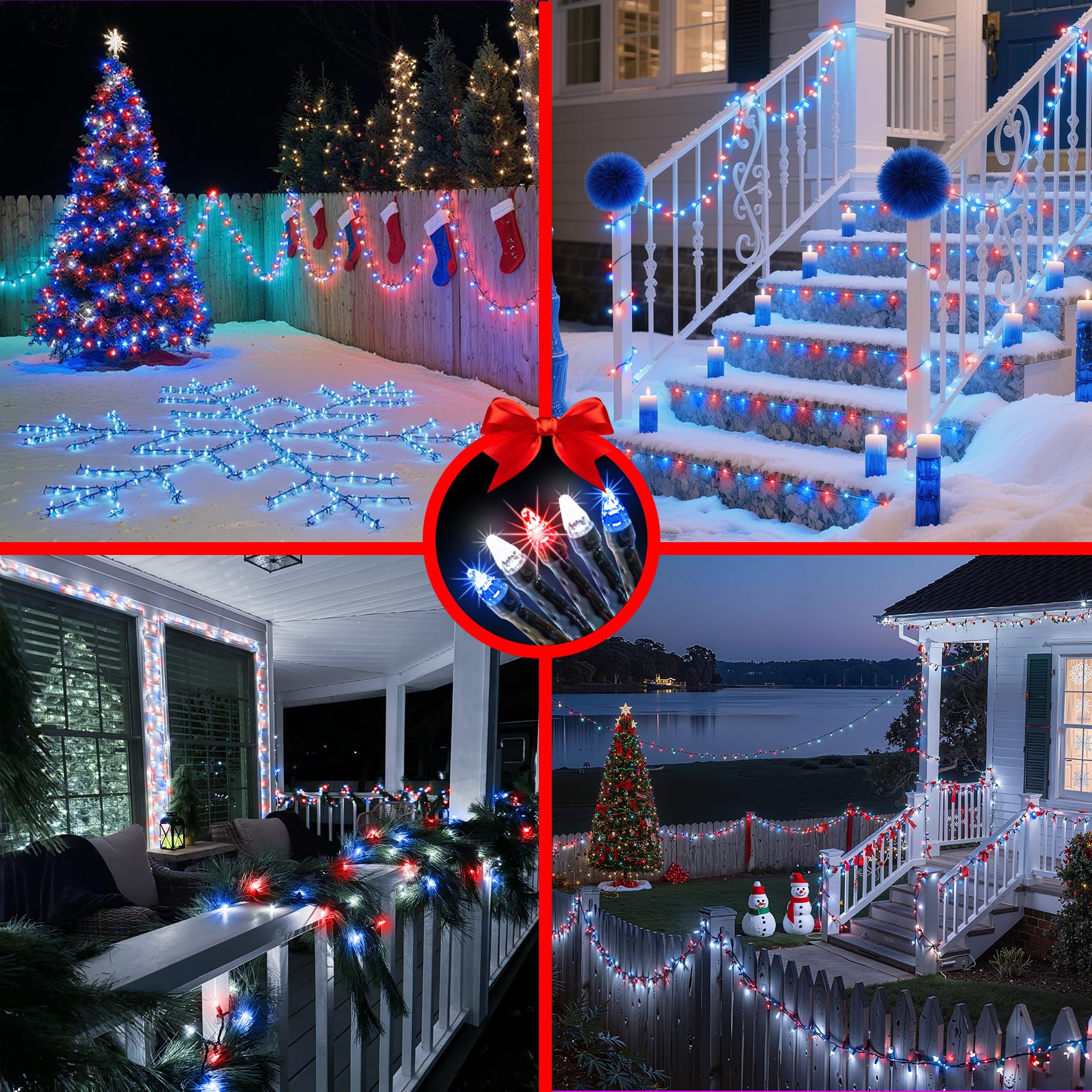 340 Led 90Ft Christmas String Lights Outdoor  12 Pro Modes And Timer Memory & Brightness  Plug In Waterproof Dark Green Wire Twinkle Light For For Xmas Yard Tree Wedding Party Decor Red White Blue