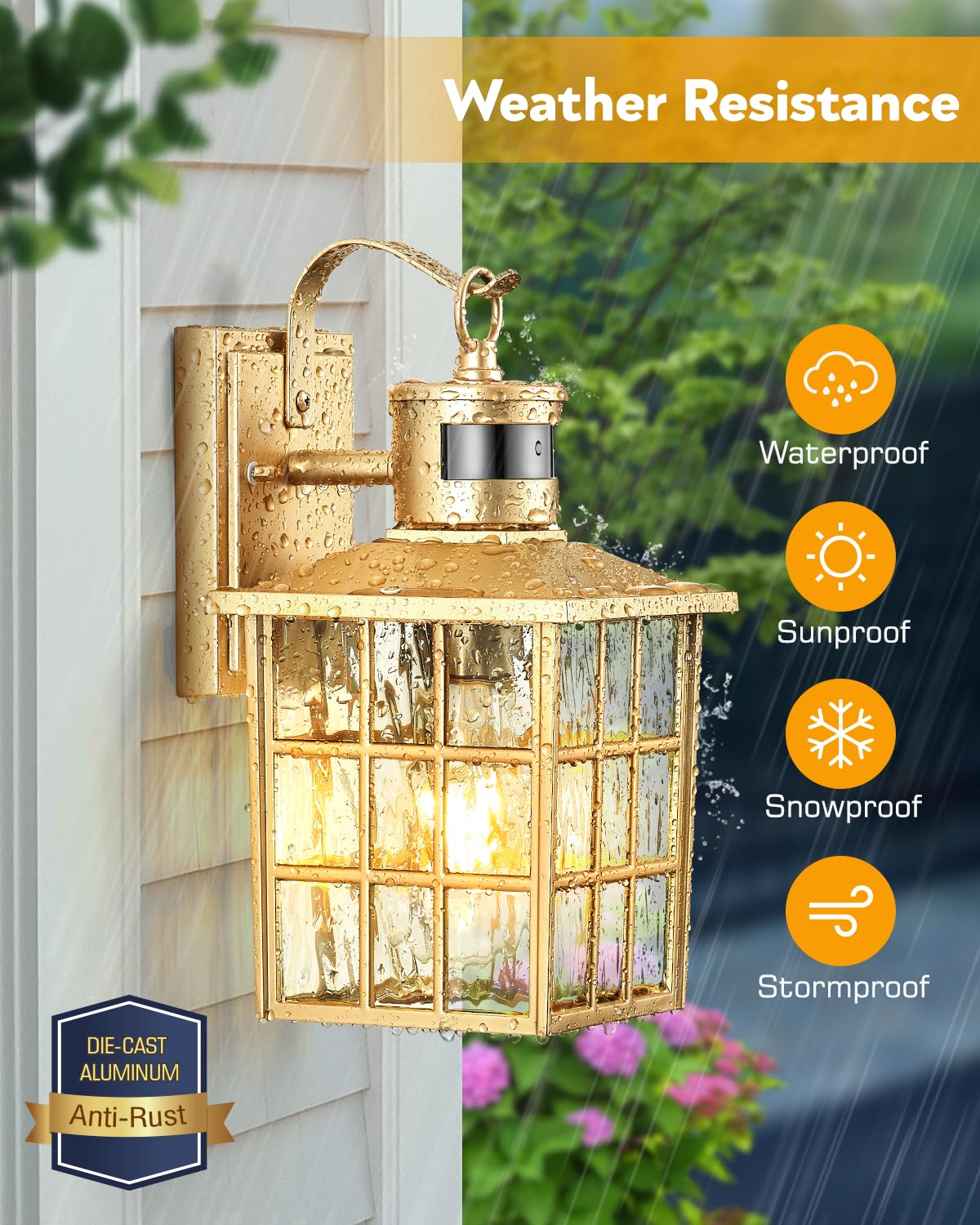 Vianis Porch Lights Outdoor, Gold Outdoor Garage Lights Wall Mount, Modern Outside Motion Sensor Lights For House, Exterior Lant