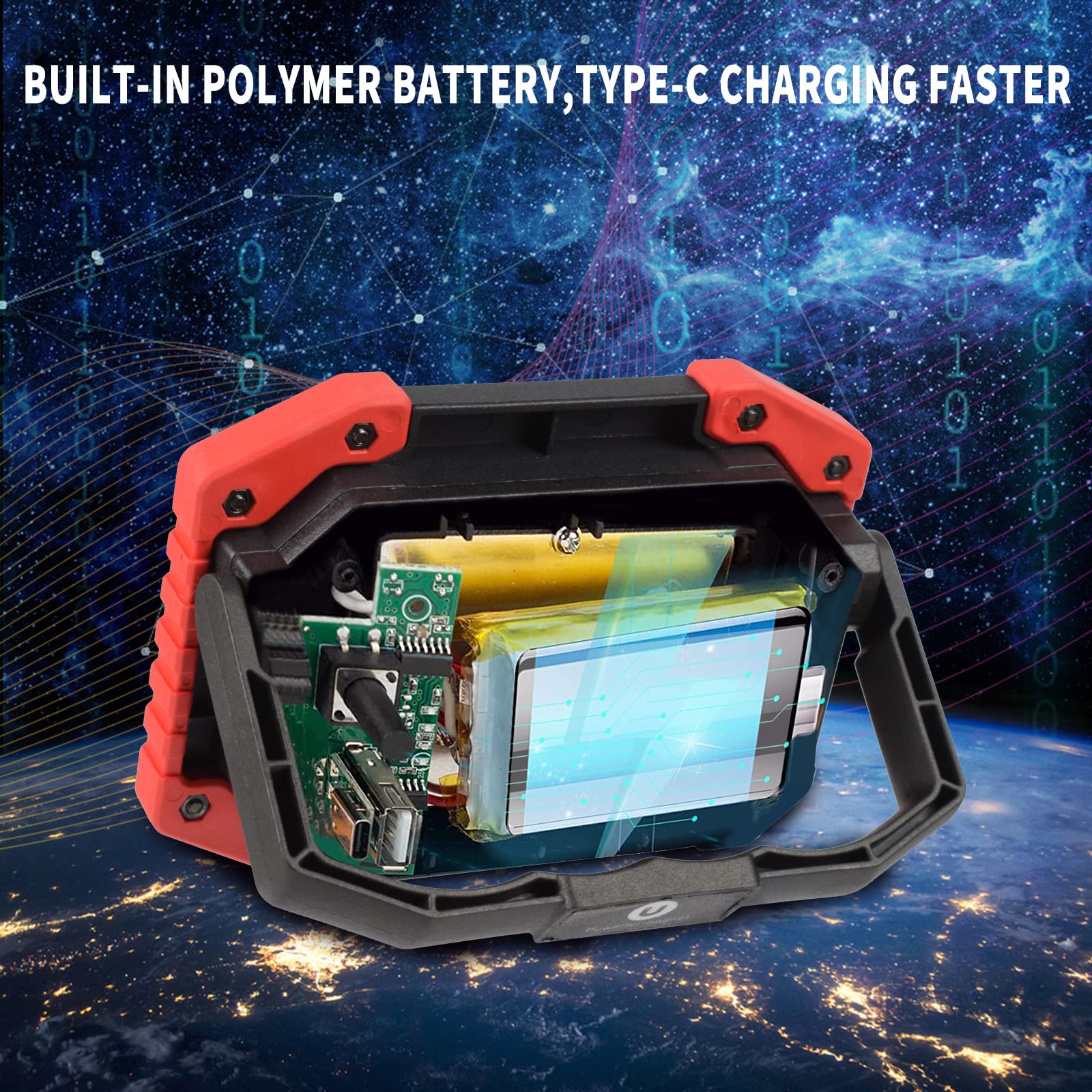 Otyty Work Light Rechargeable, Led Work Light Portable Flood Lights Magnetic Led Light For Outdoor Camping Hiking Emergency Car Repairing Job Site Lighting 2 Pack (W841 Red)