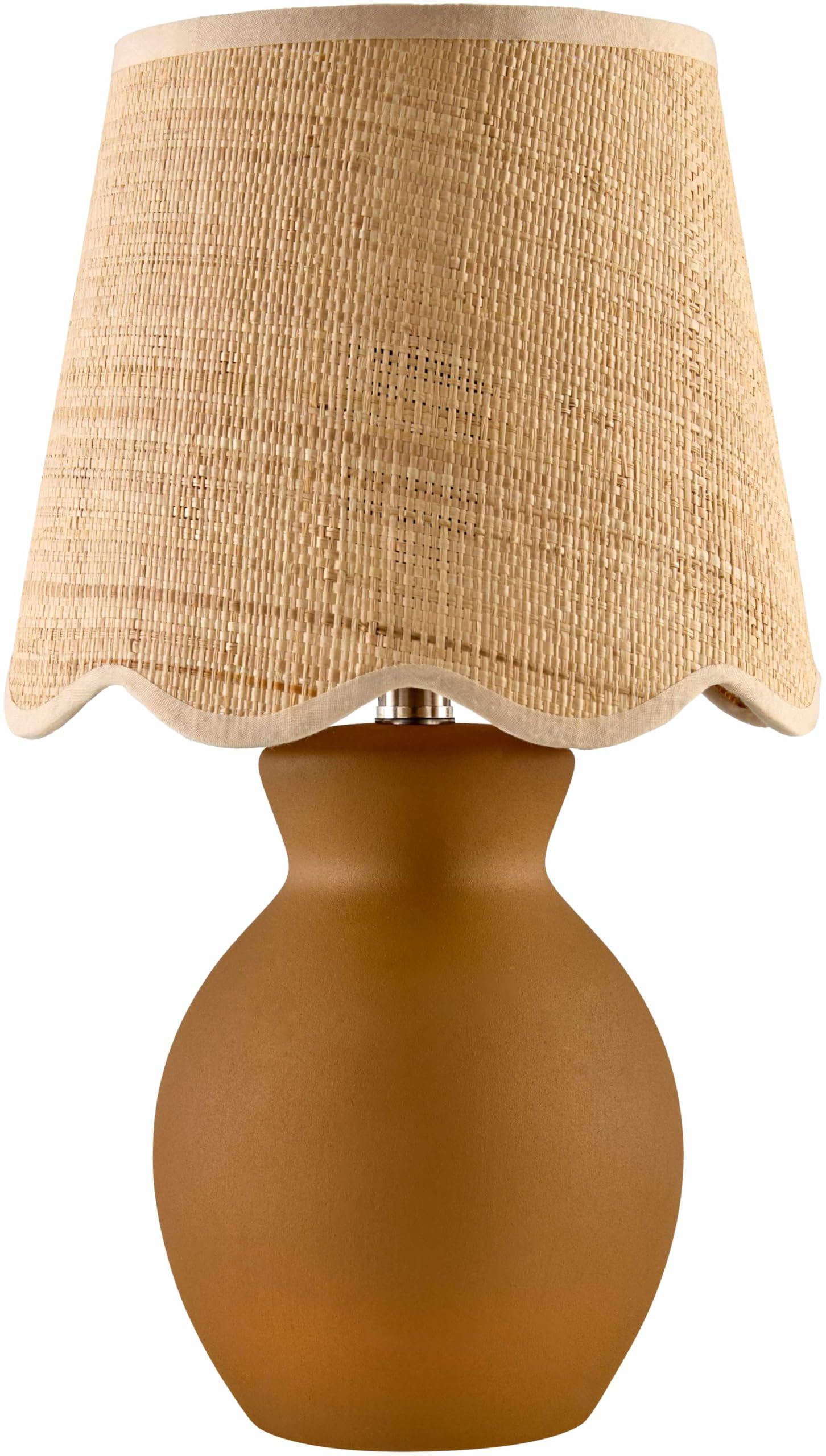 BoutiqueRugs Boho Ceramic Jute Bedside Table Lamp 15inH Tan Beige Model SPXZVC6-073