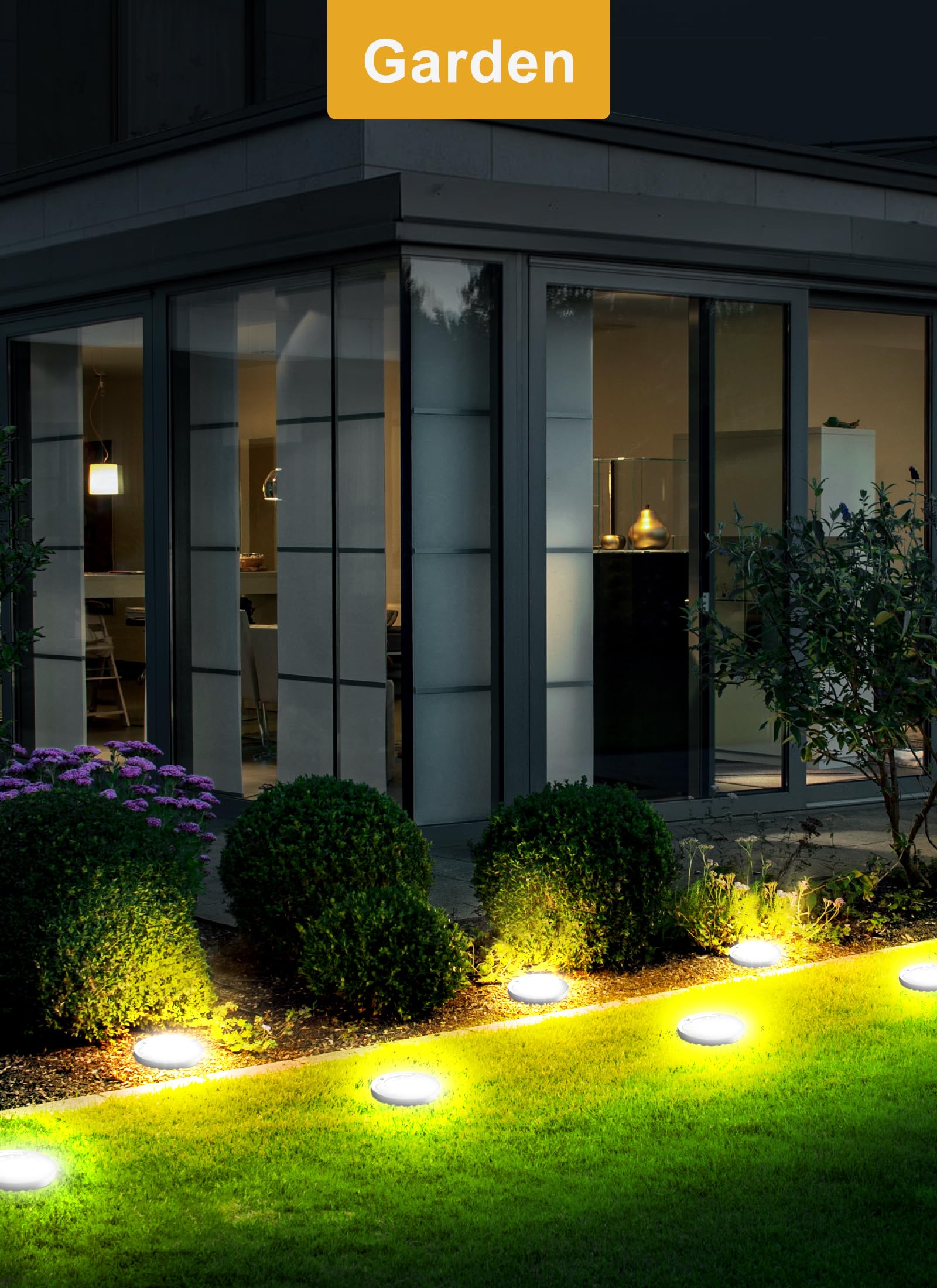 Brightown Solar Lights Outdoor LED In-Ground Lights, 24 Packs, Waterproof, Warm White, Plastic, Model 24PC-In-Ground-WarmWhite