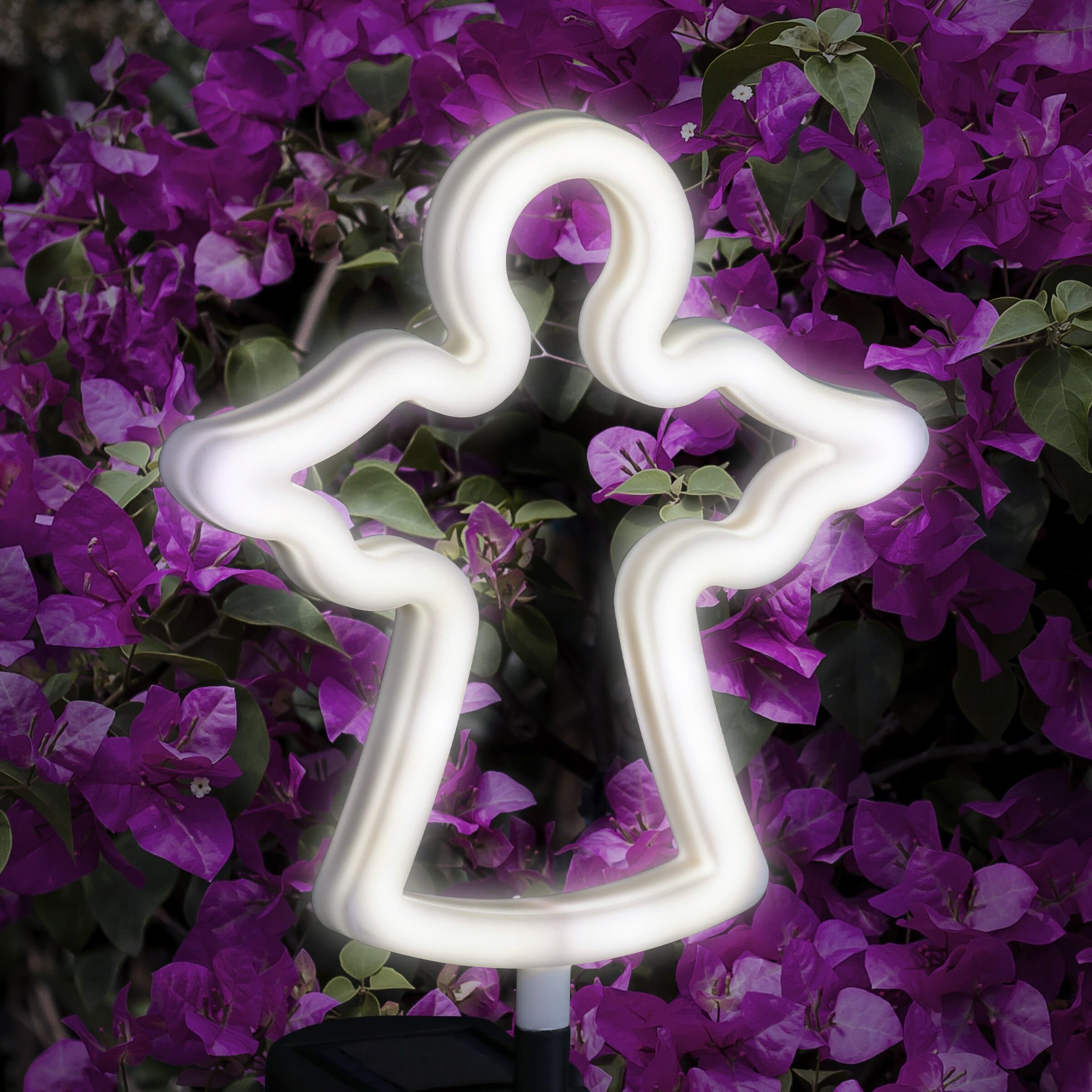 Exhart Garden Solar Lights Decorative Angel Stake LED 9.5x34.5 Inch Plastic White Outline Model 19069-RS