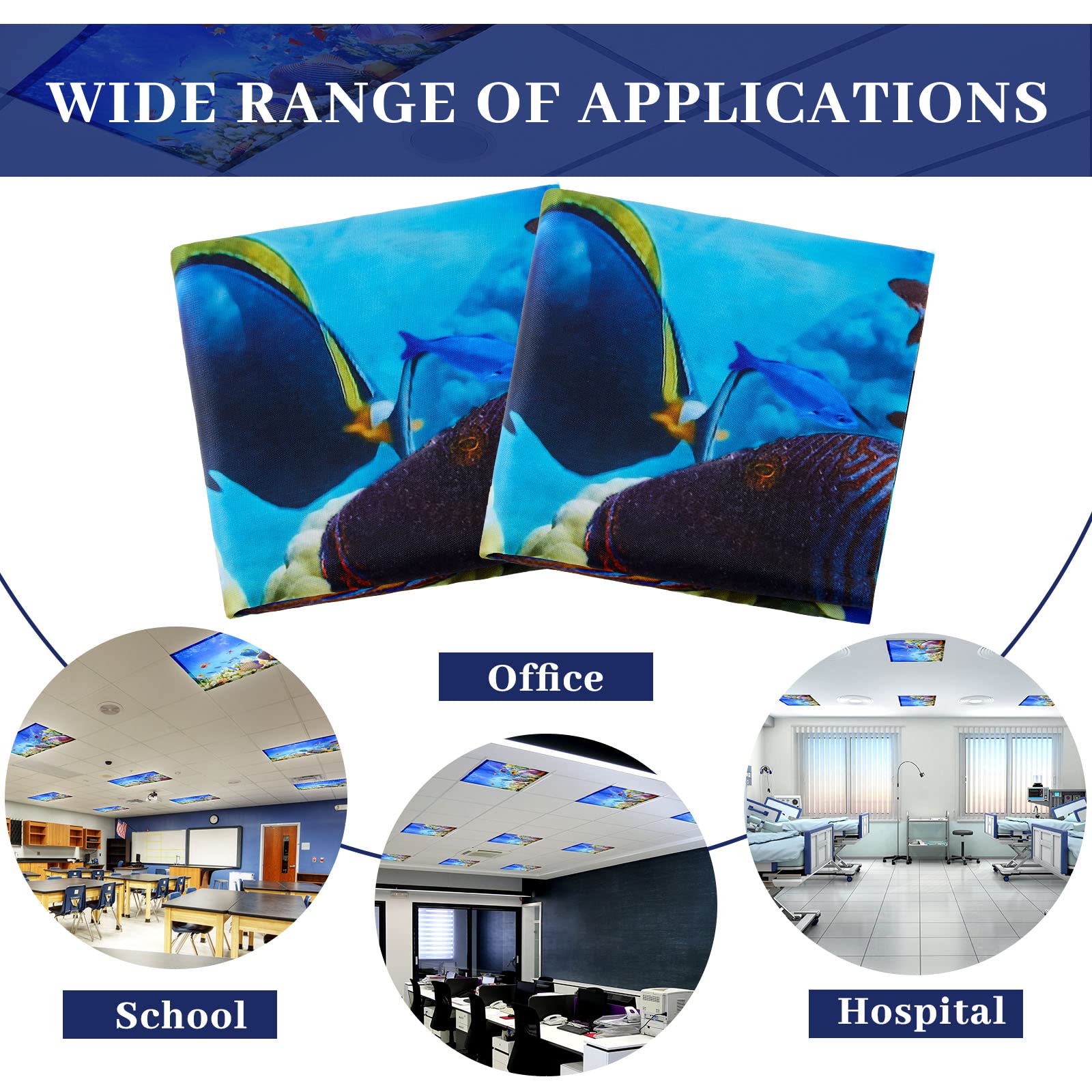 Patelai Fluorescent Light Cover Shade with 10 Magnets, 4 x 2 Feet, Ocean Color, Model PT-Patelai-3145