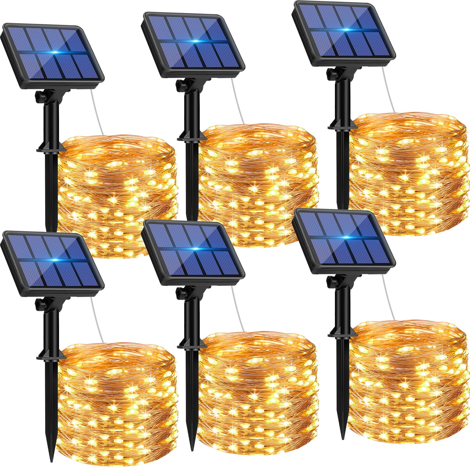 btfarm Solar String Lights for Outside, 6 Pack 198FT 480LED Solar Fairy Lights Waterproof with 8 Modes, Twinkle Solar Powered Ou