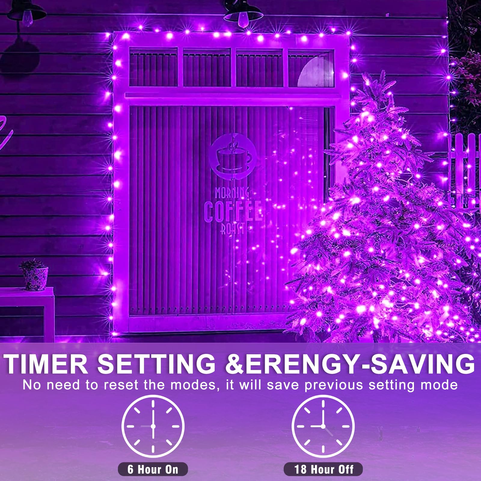 Einiiya 250 Led Purple Christmas Lights 82 Ft String Lights Indoor Outdoor 8 Modes Plug In Waterproof Purple String Lights For House Room Christmas Tree Thanksgiving Decorations