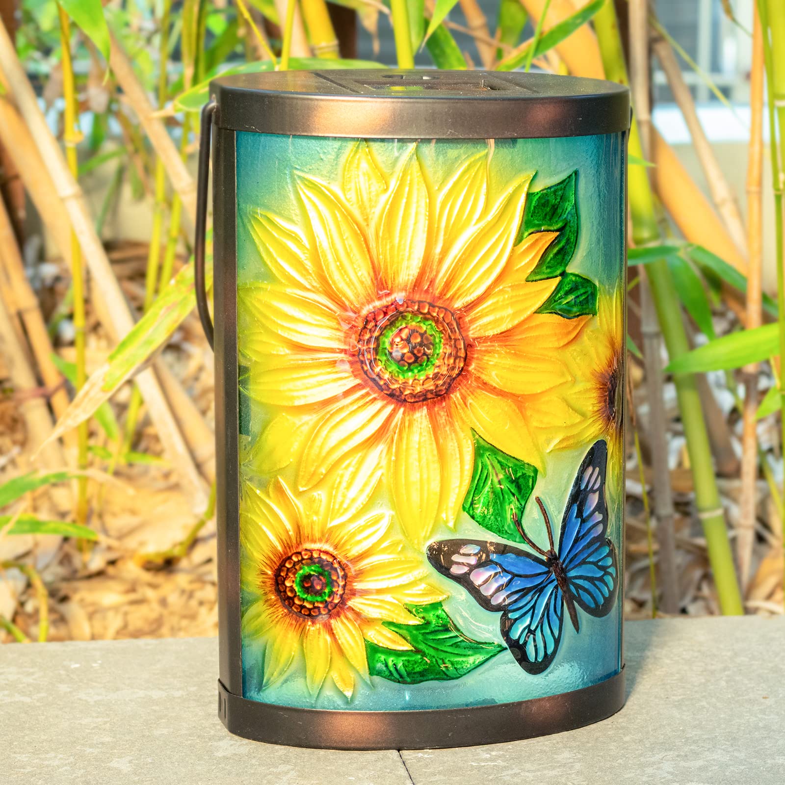 MUMTOP Hanging Solar Lantern - Waterproof LED Sunflower Tabletop Lamp, Yellow for Outdoor Patio Garden Decor