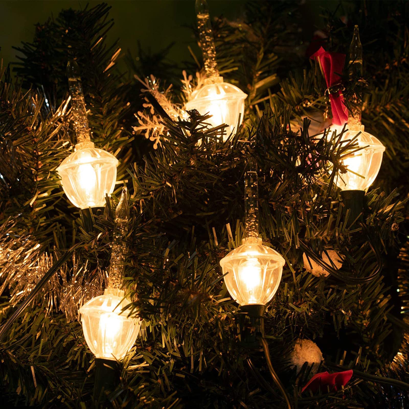 GOOTHY Christmas Bubble Lights - 11Ft Gold Vintage String Lights, 8 Clear Bubble Lights with Gold Glitter, E12 Base, UL Listed