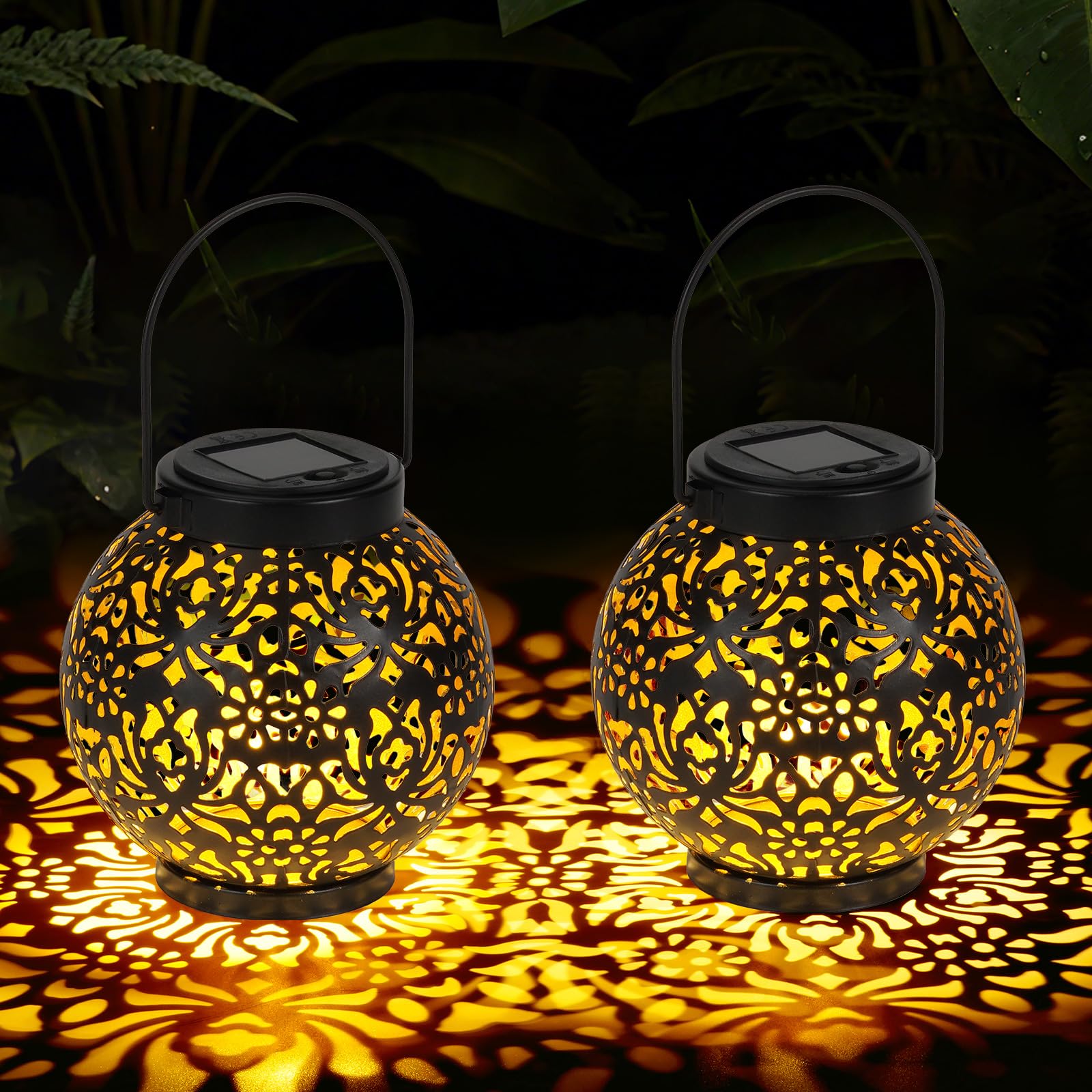 Homemory 2 Pack Solar Lanterns Outdoor Waterproof Hanging Lantern Decorative Outside Lights for Pathway, Patio, Backyard, Porch,