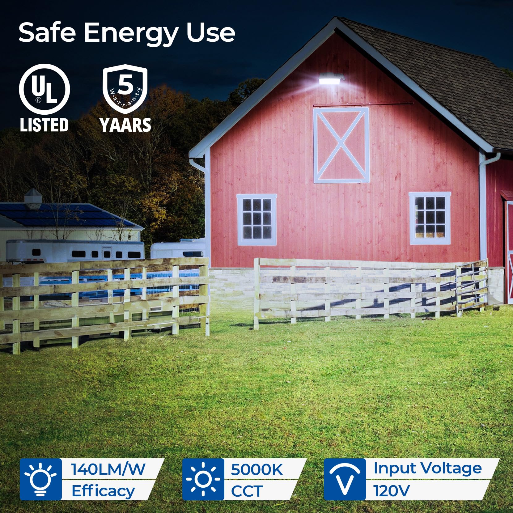 CINOTON LED Barn Light, Dusk to Dawn Outdoor Lighting, 42W 4950LM 5000K Daylight, Exterior Security Flood Light with Photocell,