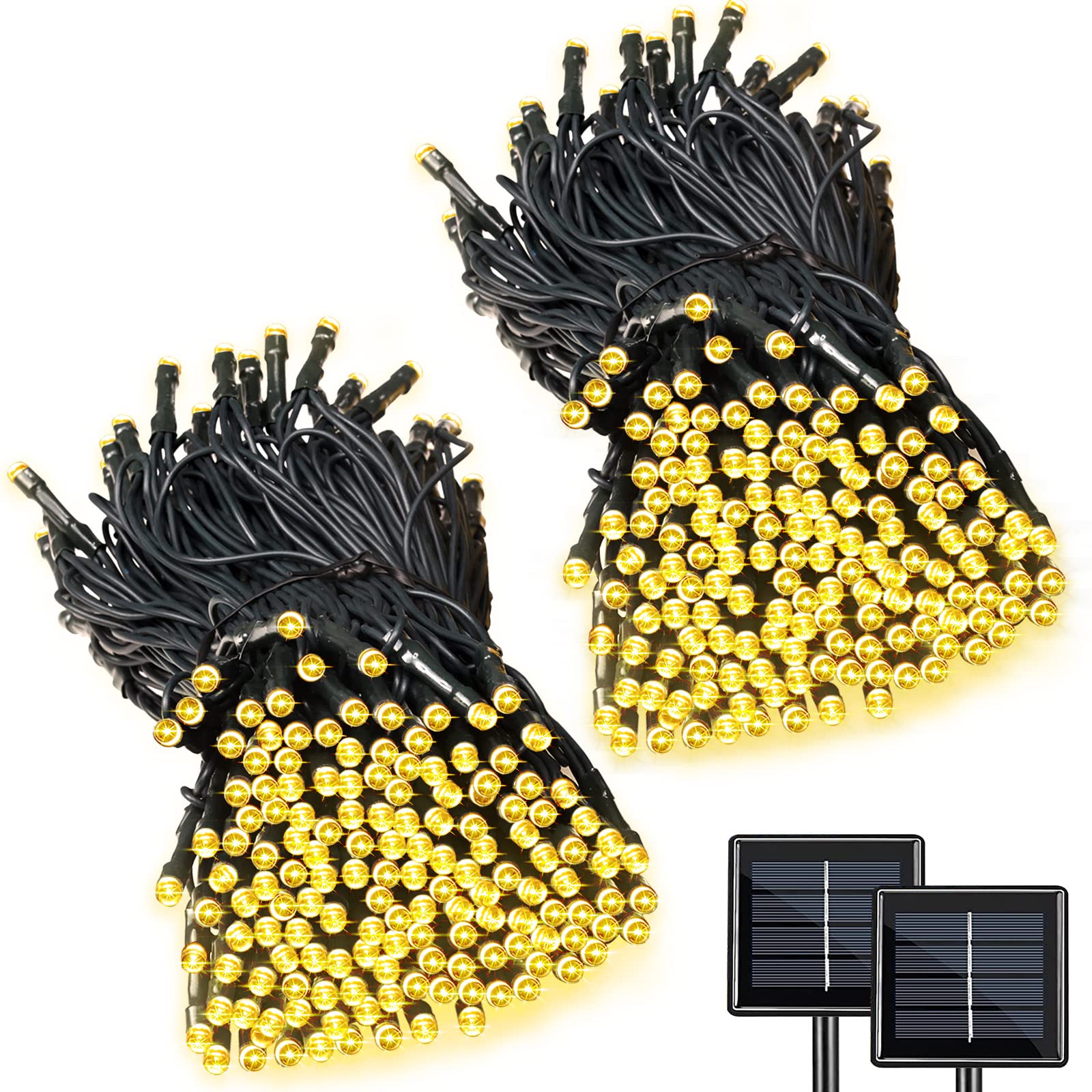 LALAPAO 2 Pack Super-Long Solar String Lights Total 170Ft 480 LED 8 Modes Solar Powered Outdoor Waterproof Christmas Fairy Light