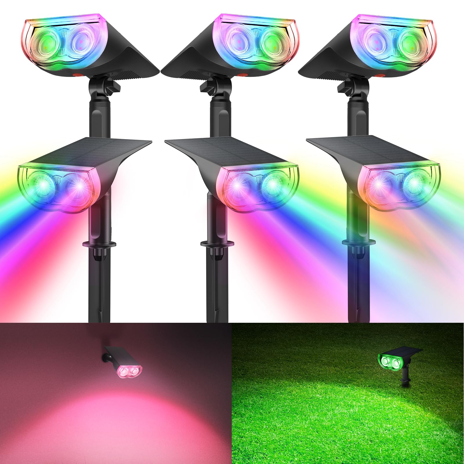 Consciot Solar Color Changing Spotlights, 7 Modes, Waterproof Ip67, 6 Pack For Outdoor Decor