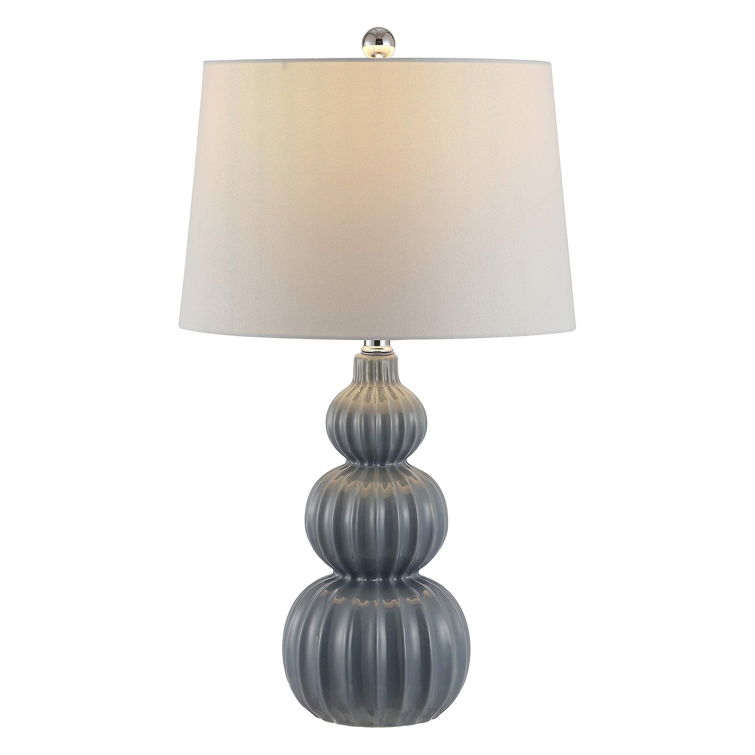 Safavieh Lighting Collection Corina Grey Triple Gourd Ceramic 26-inch Bedroom Living Room Home Office Desk Nightstand Table Lamp