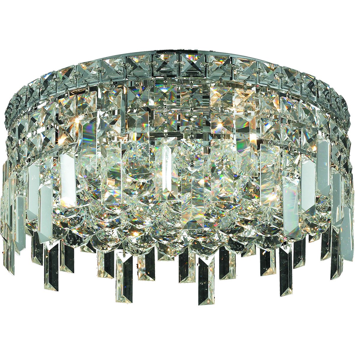 Elegant Lighting 5-Light Flush Mount, Chrome Finish, Royal Cut Crystals, 16in, Model 2031F16C/RC, Multicolor