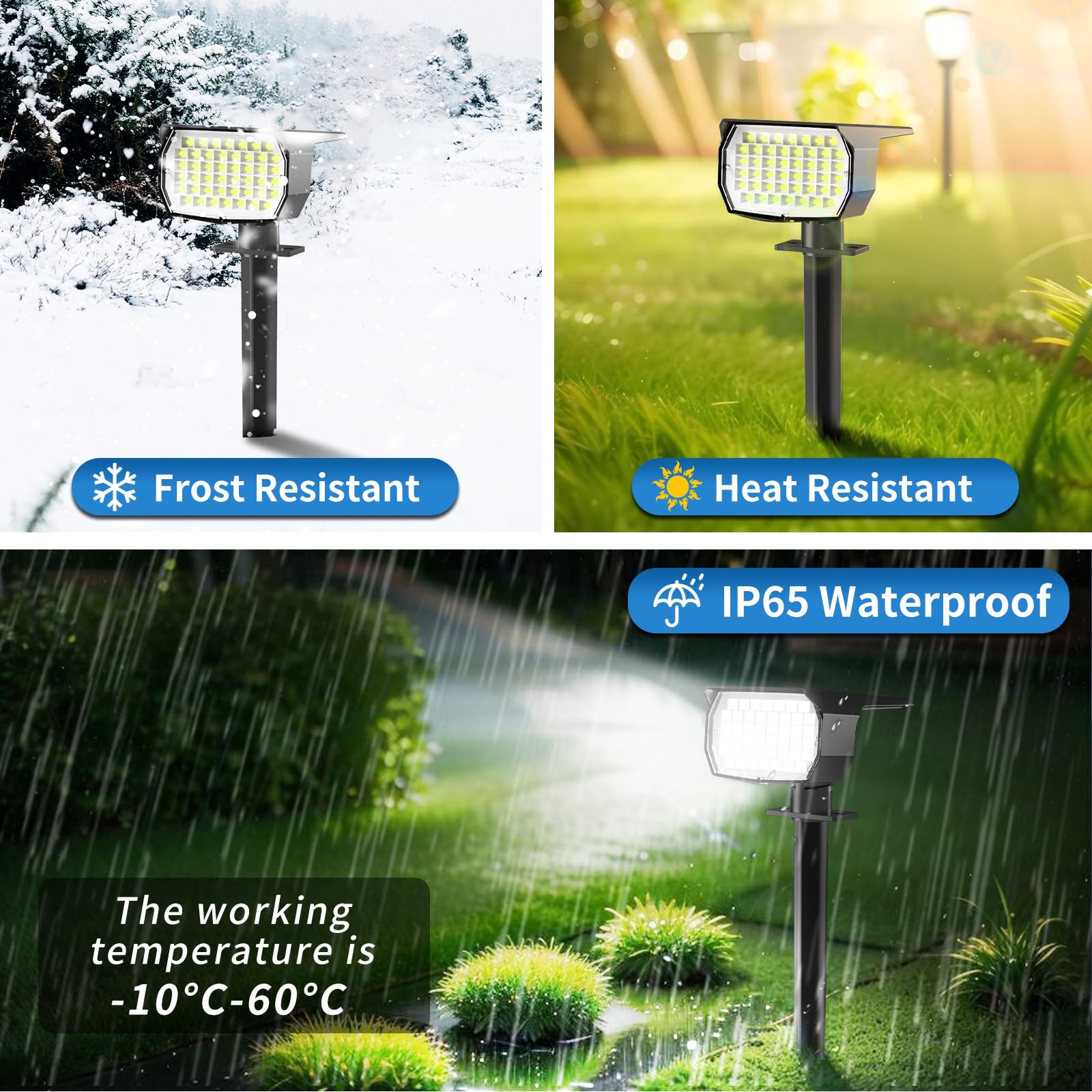 Tadyreal Solar Spot Lights Outdoor 2 Pack, [46 Led/3 Modes] Solar Landscape Spotlights Waterproof, 2-In-1 Auto On/Off Solar Powe