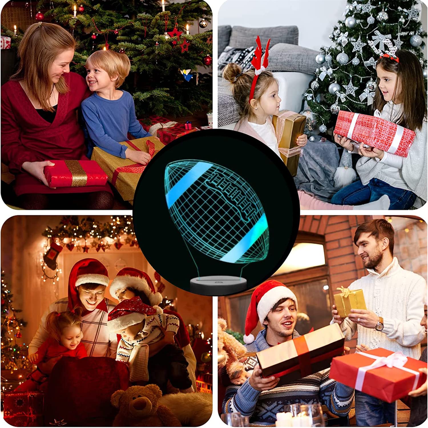 Football Gifts Football 3D Night Light, 16 Colors Changing Touch & Remote Control Table Illusion Lamp, Bedroom Office Gaming Dec