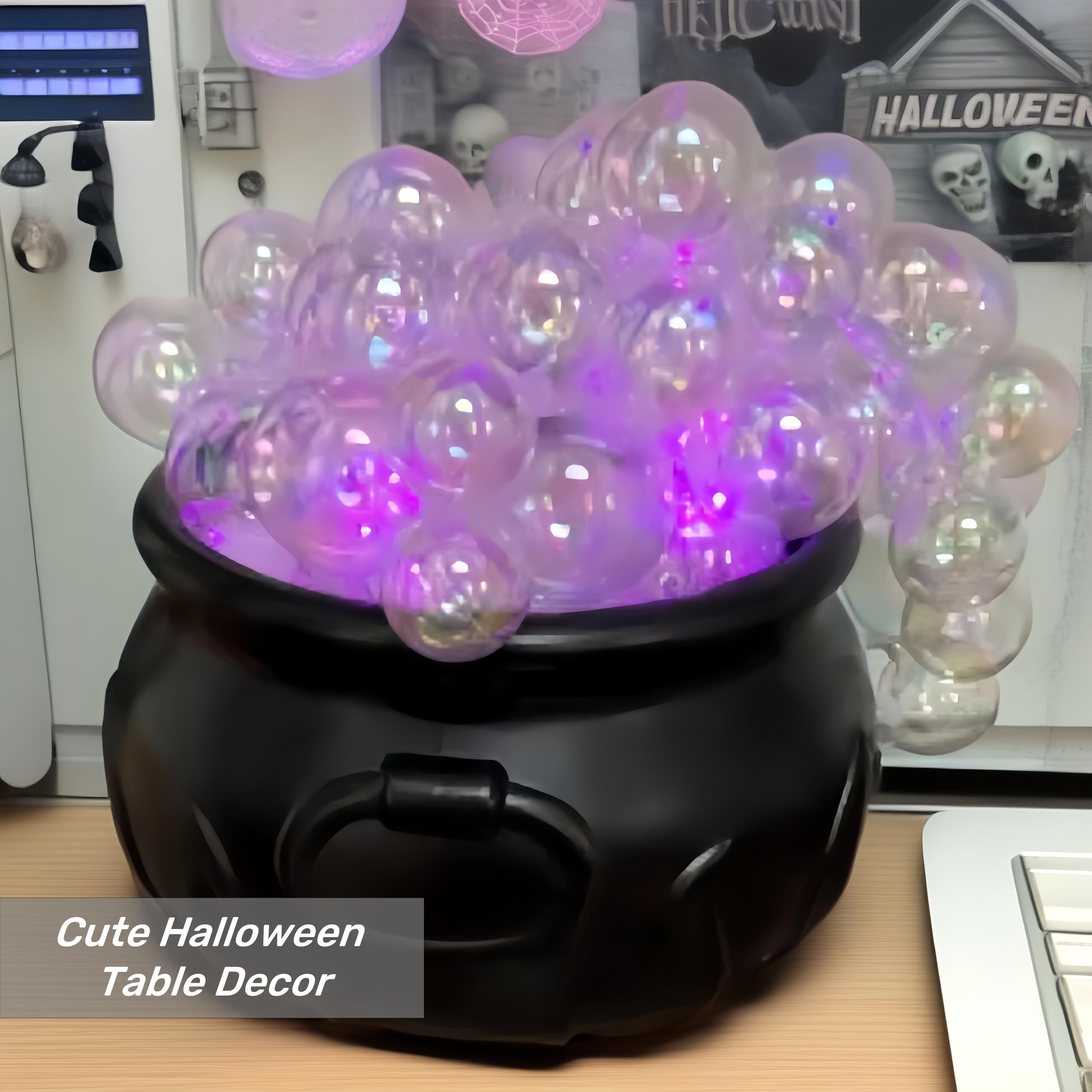 Jxueych Halloween Decorations - DIY Bubbling Witch Cauldron Set with Twinkling Lights, Small, Black, Model JX1040729