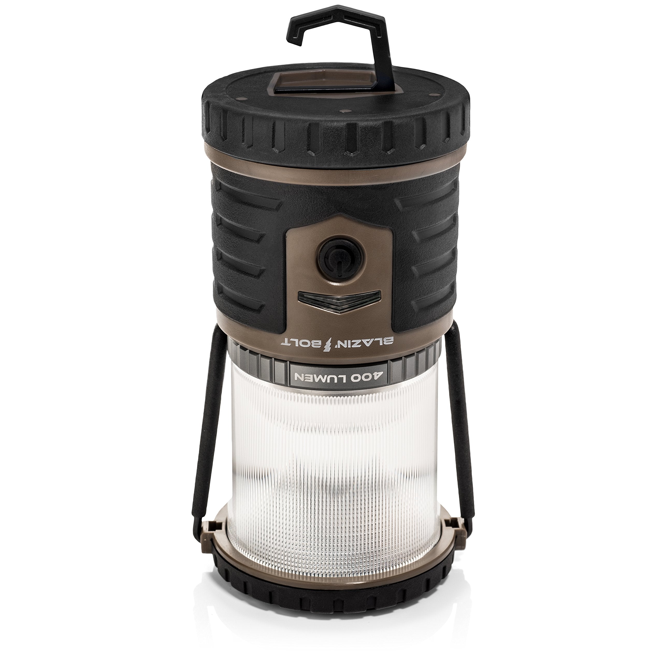 Blazin Bolt Rugged USB Rechargeable Lantern - 6000mAh Power Bank, 400 Lumen, 6 Modes, Taupe, Model BB-BOLT400-GRAY