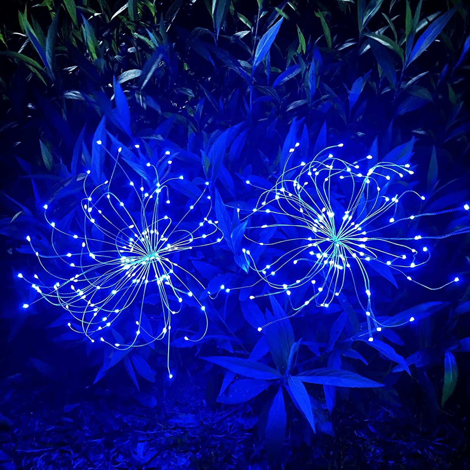 JJGoo Solar Garden Lights, 2 Pack 150 LEDs, Waterproof, 2 Lighting Modes, Blue