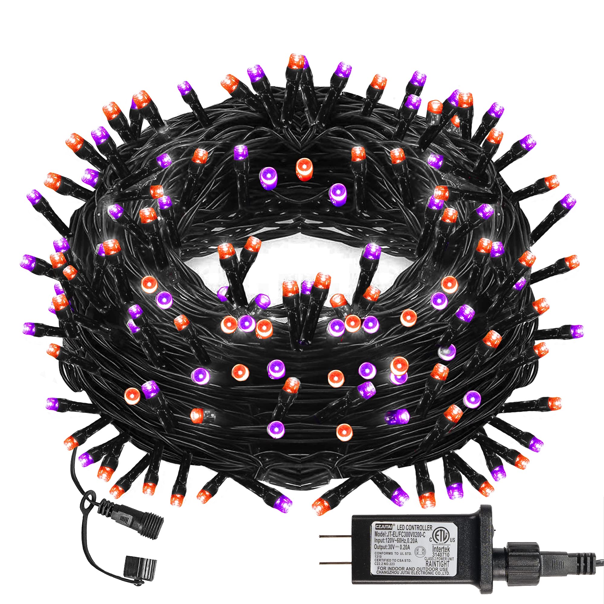 Dazzle Bright Purple & Orange Halloween String Lights, 33FT 100 LED Connectable Black Wire 8 Modes String Lights, Waterproof Hal