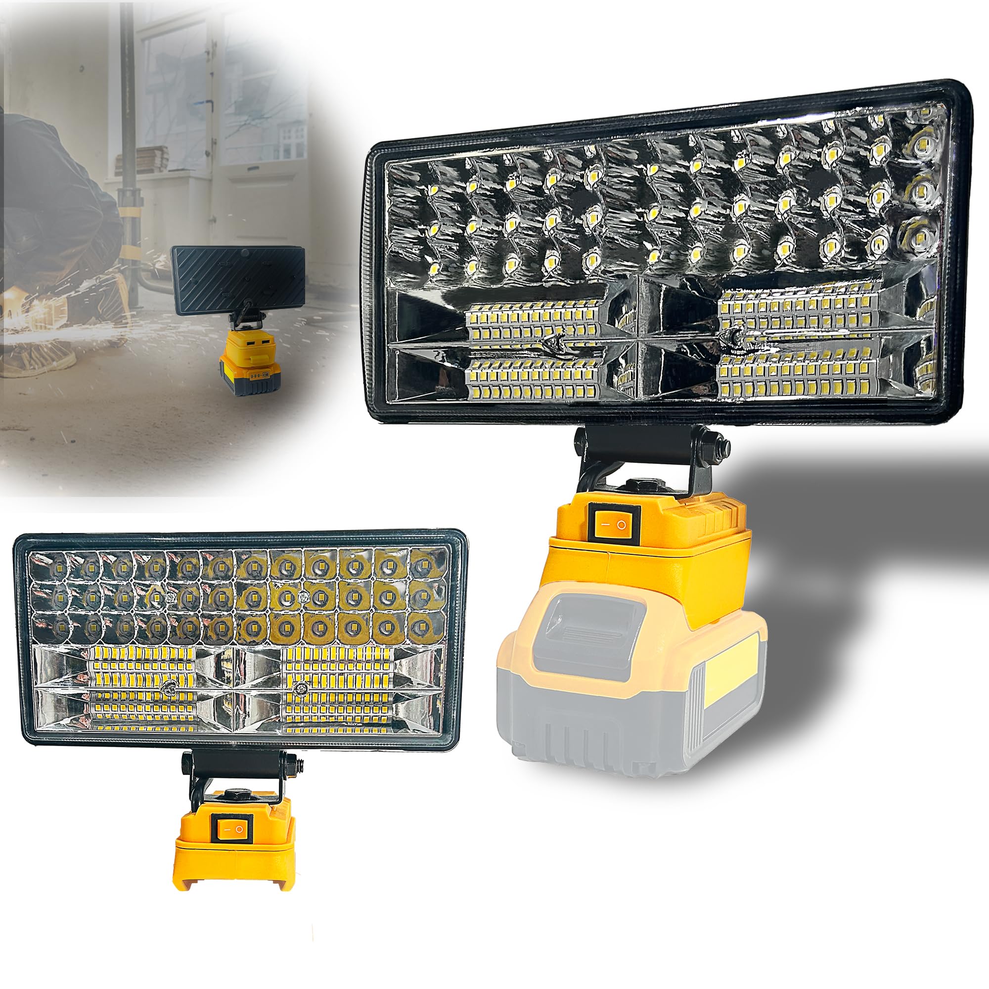 L1Nxixi Cordless 20V Max Led Work Light For Dewalt 20V Battery,90W 7800Lm Led Wide Beam Flood Light With Two Usb Charging Port Led Light For Emergency,Workshop,Garage.(No Battery)