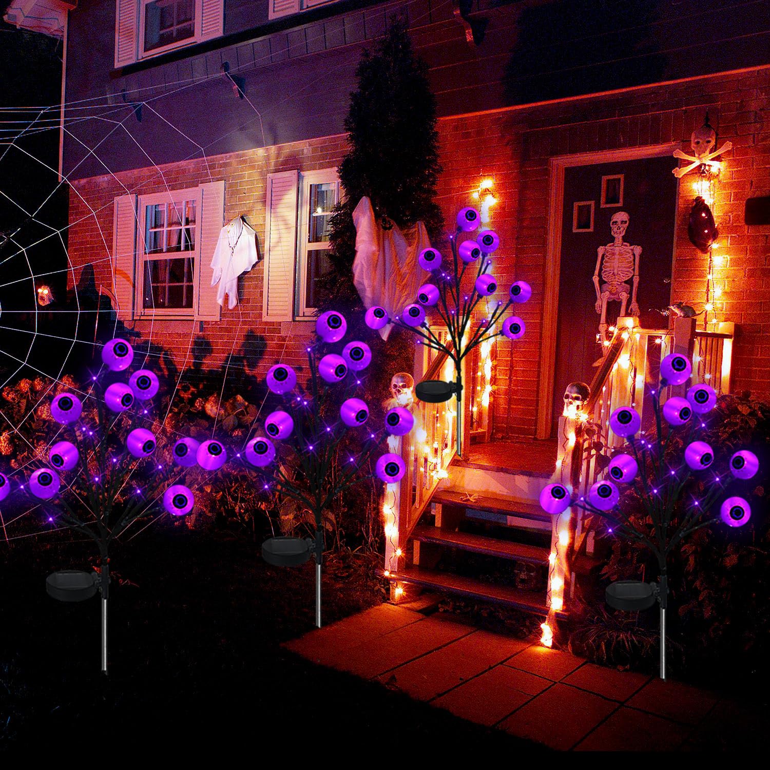 Ohwewant 2 Packs Purple Eyeball Solar Halloween Pathway Lights For Outdoor Decor