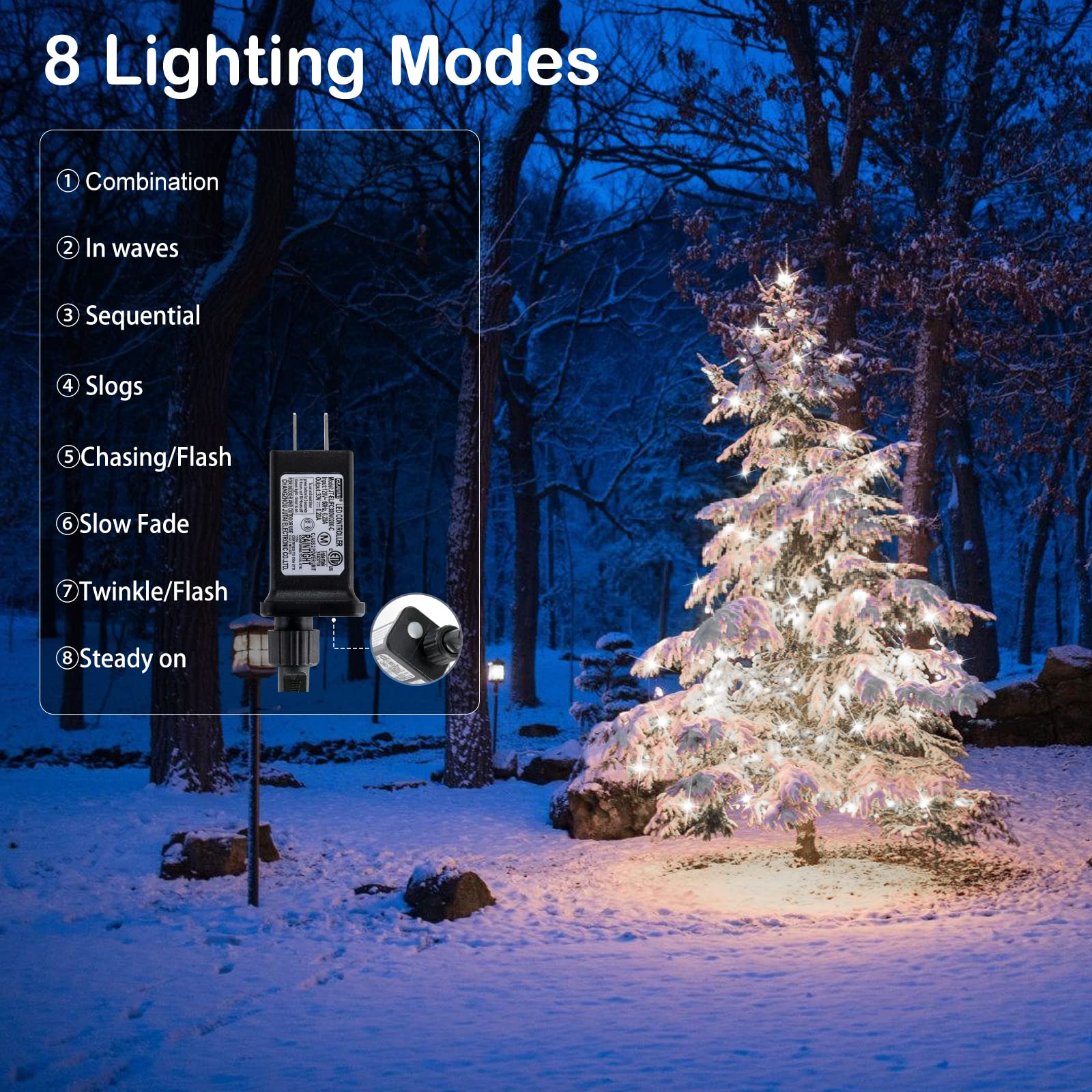 Blctec Christmas Lights 300 Led 108Ft, Christmas String Lights With 8 Modes, Connectable Plug In, Ip44 Waterproof, Ul Listed And