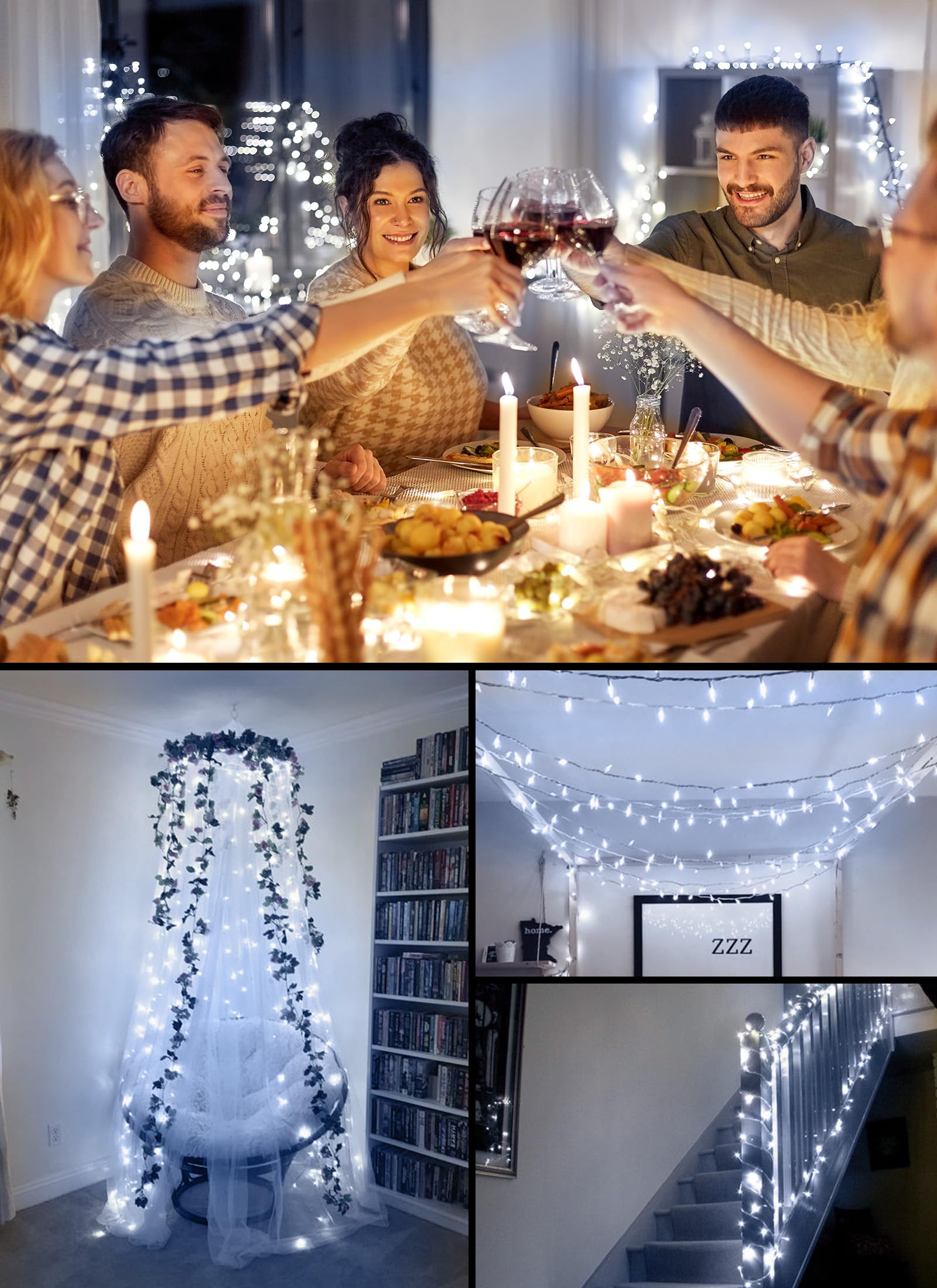 Brightown Battery Operated Christmas String Lights, 20 LED Mini Lights with Timer, 8ft, Pure White for Indoor/Outdoor Decoration