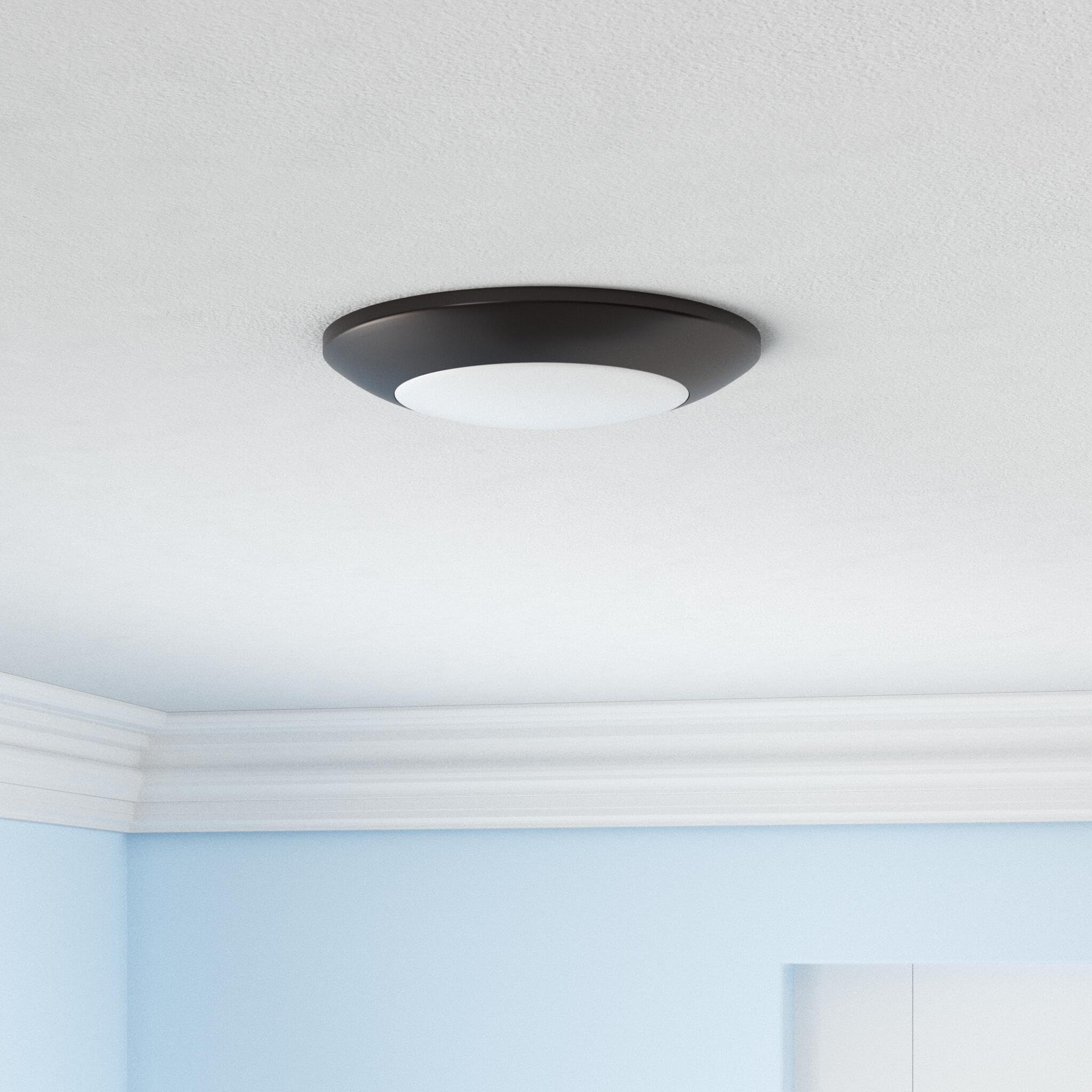 Ecoeler 4 Inch Flush Mount Dimmable Led Disk Light, 3000K Warm White, 650Lm Round Bronze Low Profile Recessed & Surface Mount Disk Light, 4 Pack