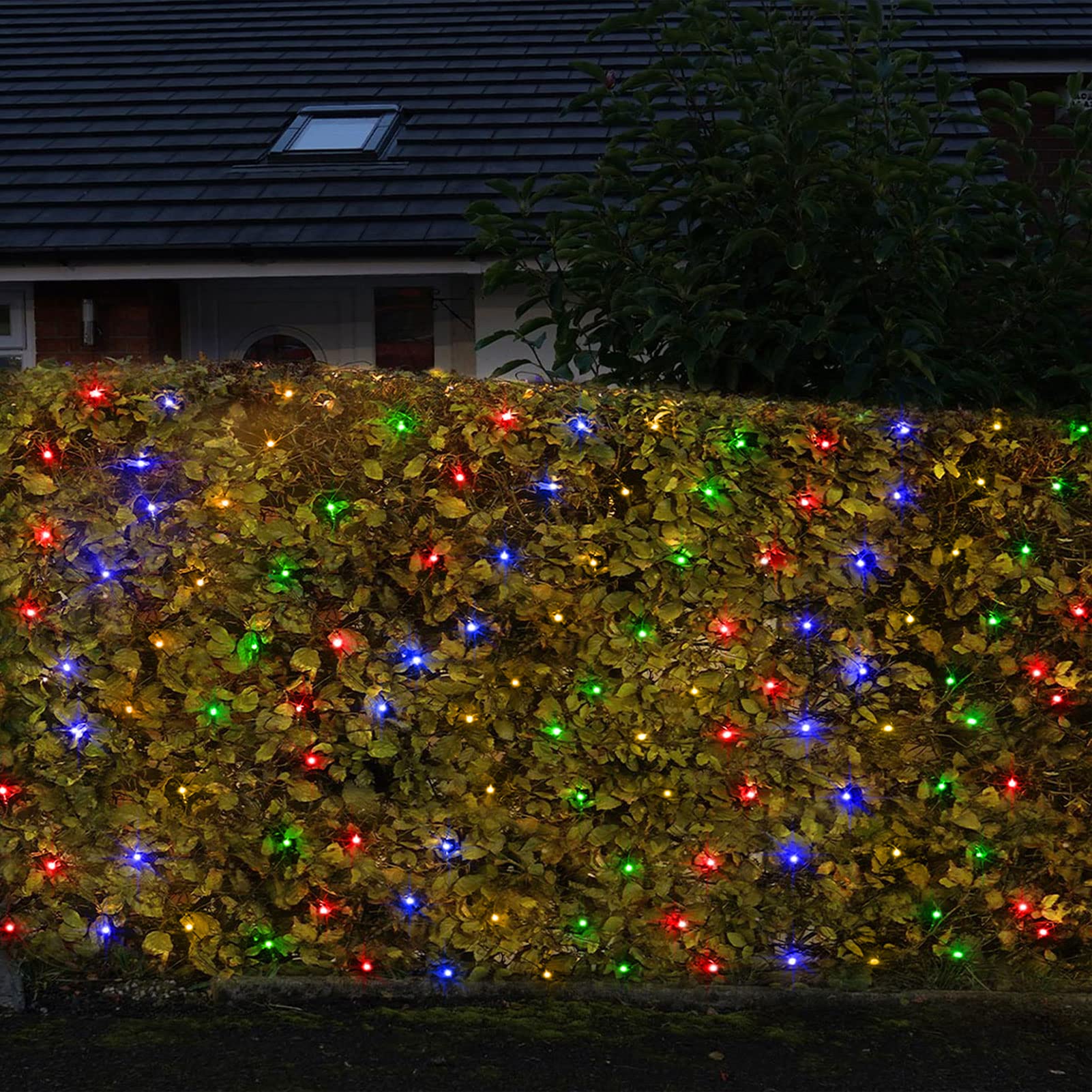 echosari Patio Garden Net Light String, 100 LED, 4.9ft x 4.9ft, Waterproof, Remote Timer, Multicolor