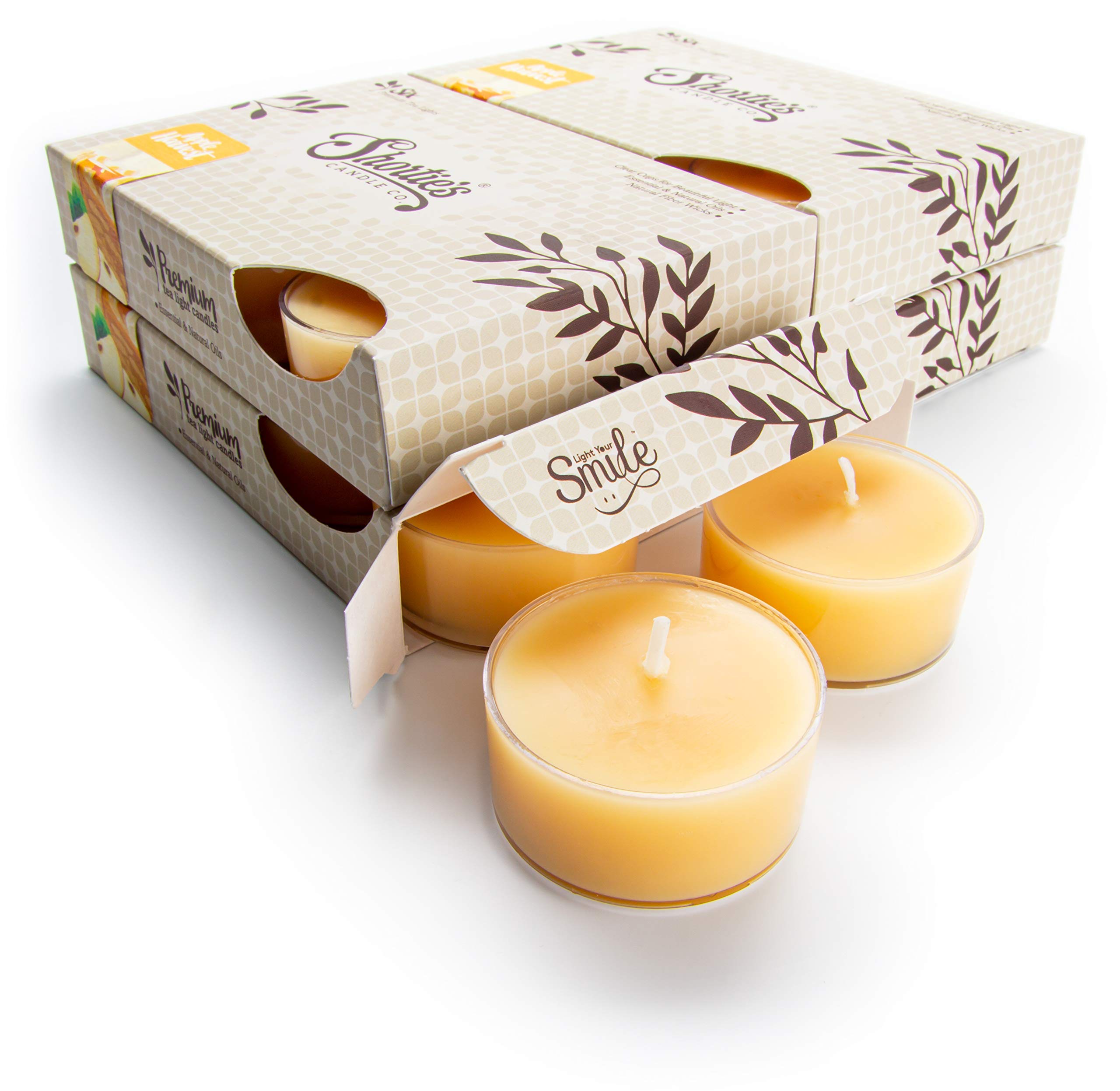 ShortieS Candle Company Apple Harvest Tealight Candles - 24 Highly Scented Beige Tea Lights, Paraffin Wax, Made In Usa, Model 46226