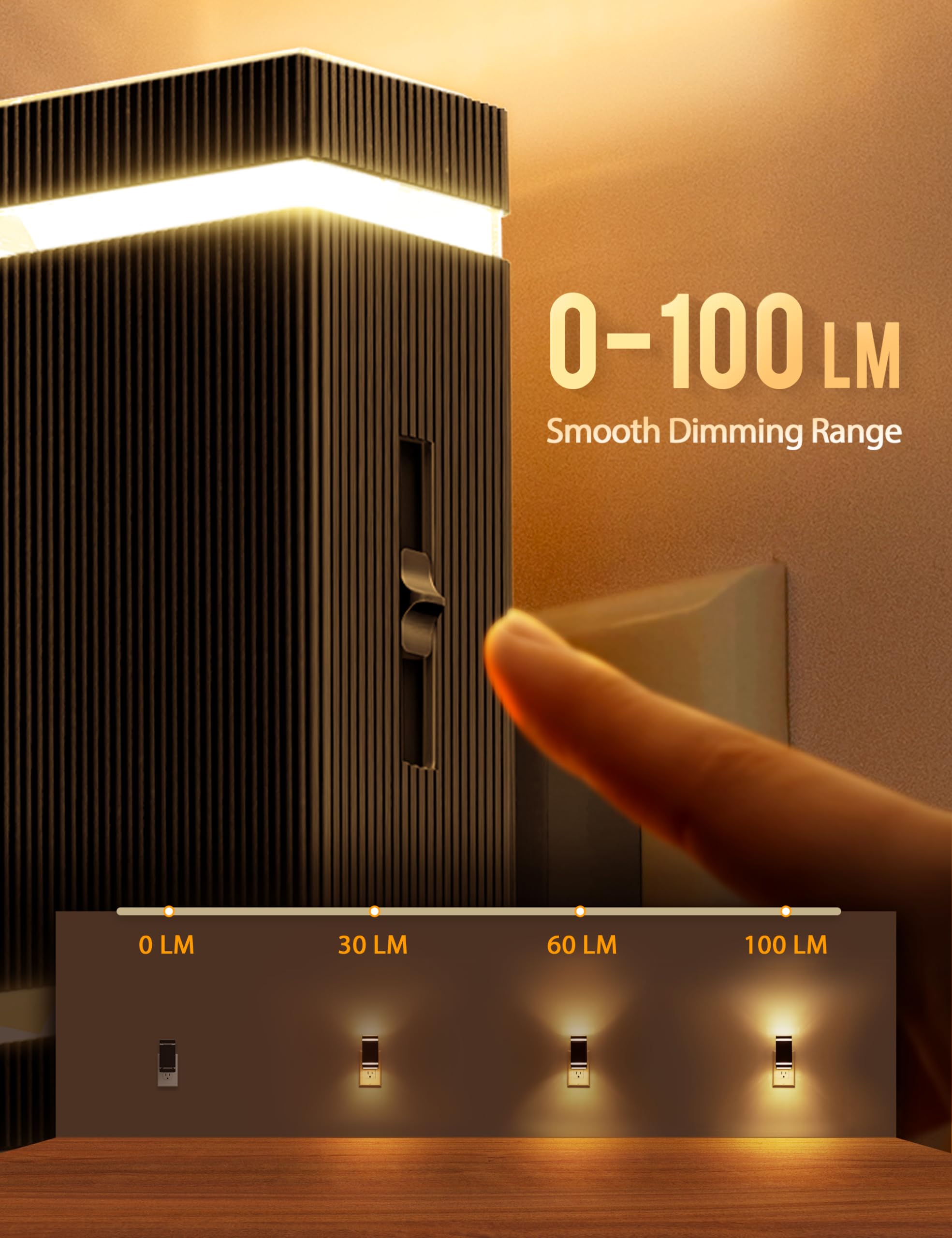 DORESshop Dimmable LED Night Light Plug-in, Soft White, 4 Pack with Dusk-to-Dawn Sensor, 0-100lm for Hallway, Bedroom, Stairway