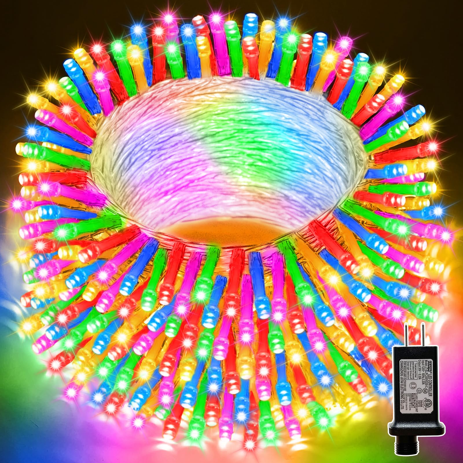LAMPHOME Colorful String Lights 200 LED, 66 ft, Multicolor, Copper Wire, Model YHLL-100F, 11 Modes, Fairy Lights for Spring Bedroom