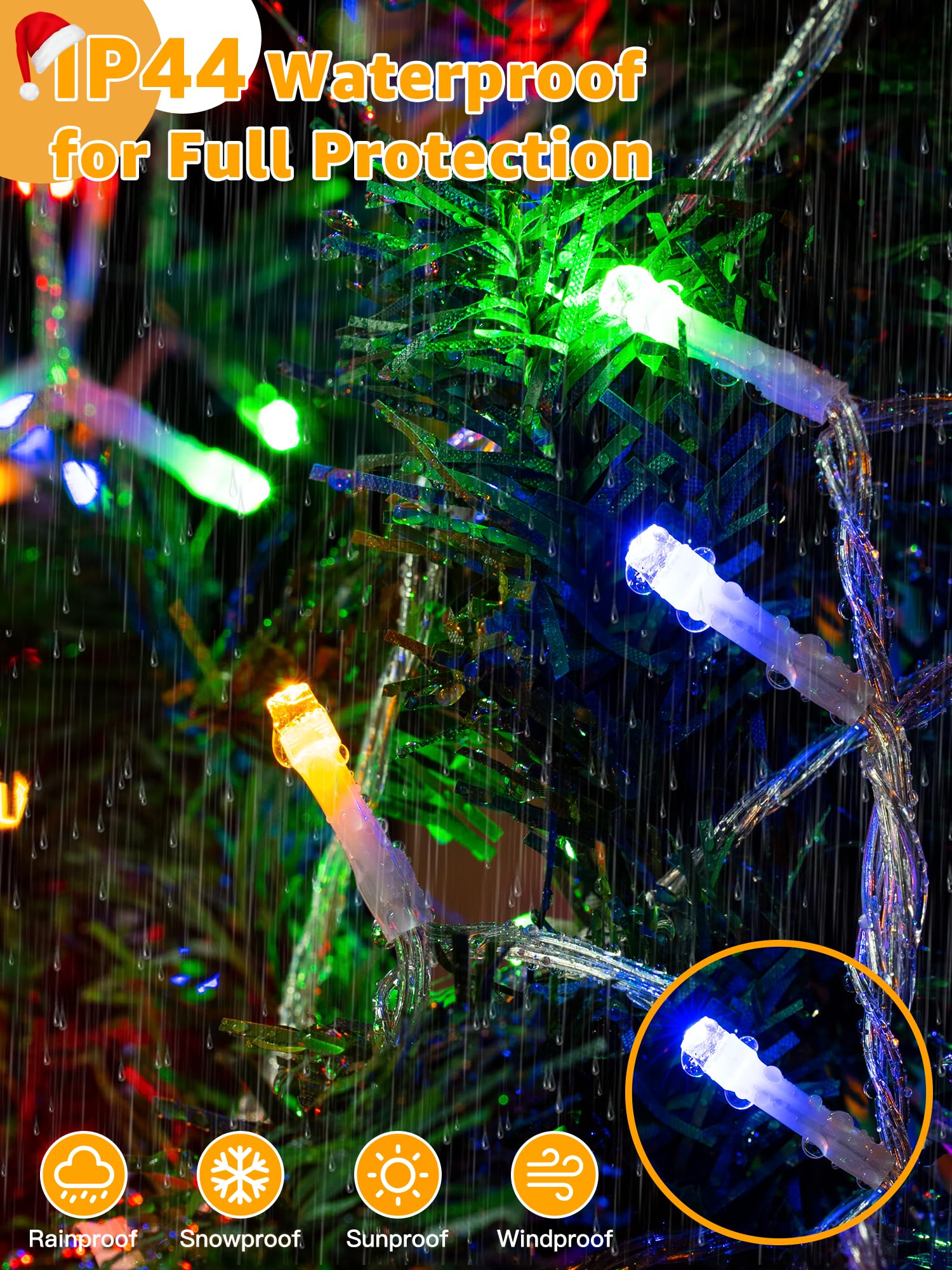 Guhope Christmas Lights 1200Led 196Ft, Waterproof Outdoor String Lights With Remote And Timer, 8 Modes Dimmable Fairy Lights For