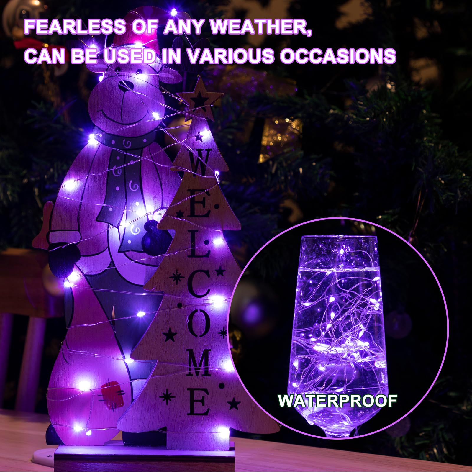 Sinamer 6Pcs Purple Fairy Lights Battery Powered With Timer, 7Ft 20Leds Twinkle Mini Lights With Remote,Waterproof Small Silver Wire Firefly Starry For Diy Wedding Party Christmas