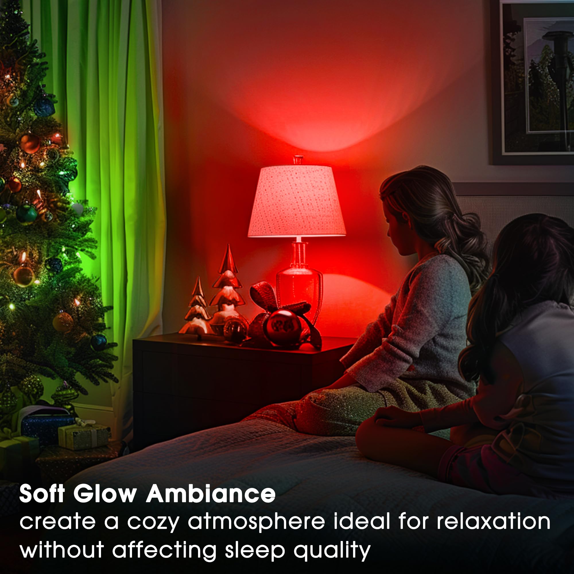 Briignite A19 LED Light Bulbs 2 Pack - Red/Green 9W (60W Equivalent) for Outdoor Christmas Party Decor