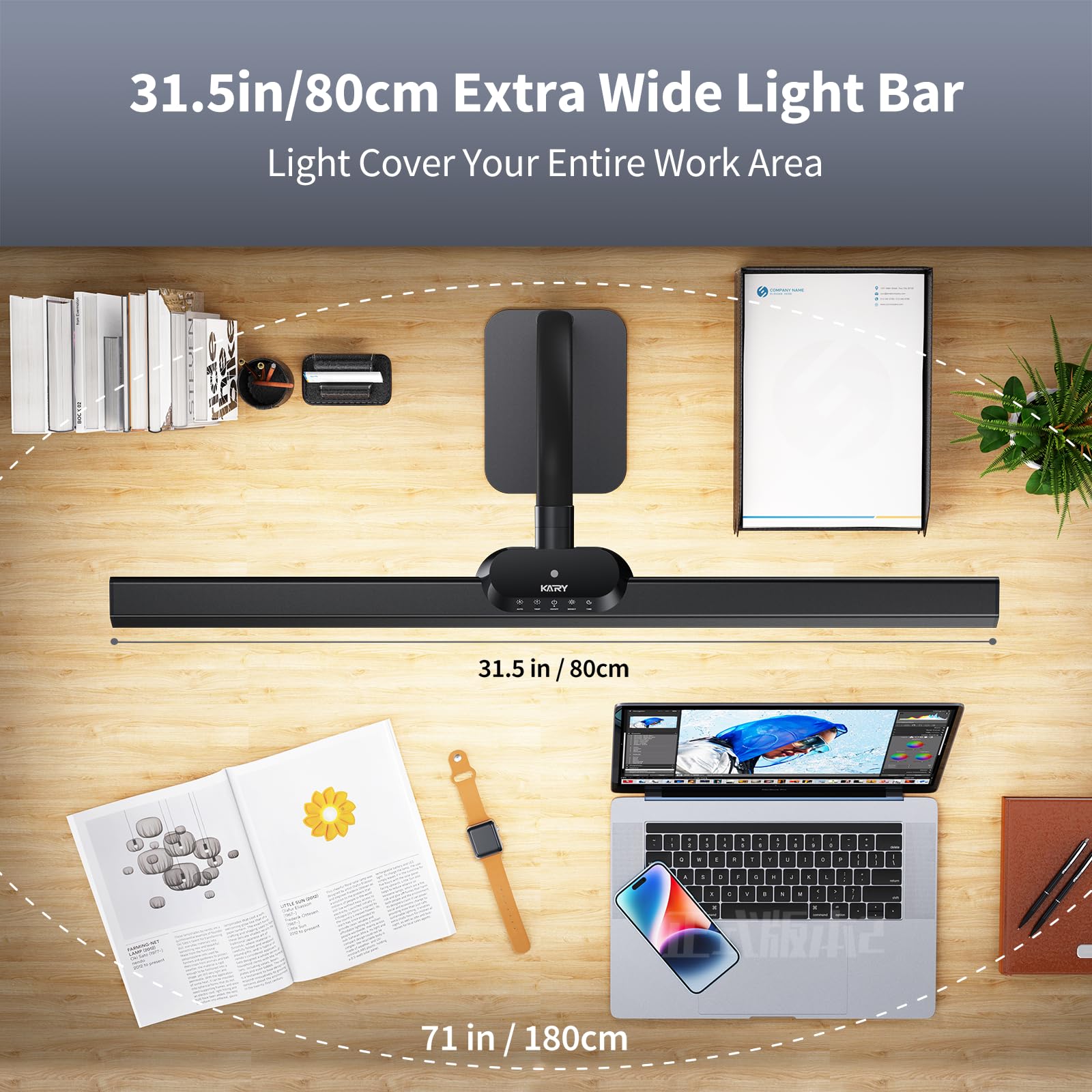Kary Led Desk Lamp, 24W Architect Desk Lamps With Base 31.5'' Wide Home Office Lights 1800Lm Extra Bright Table Lighting With Ad