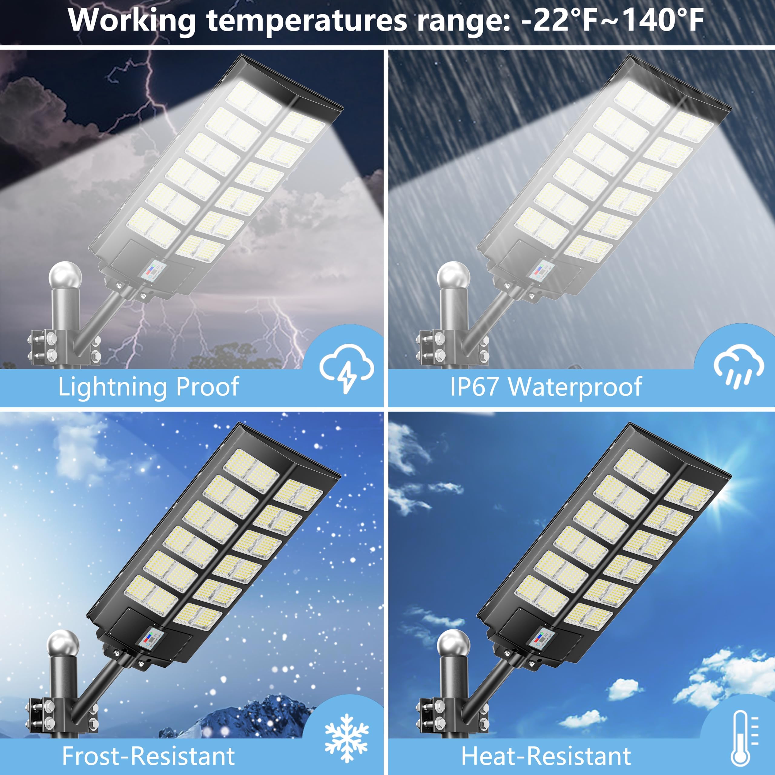 Vzyhik Solar Street Lights Outdoor Waterproof Dusk to Down - Large Commercial 9500W Outdoor Solar Light with Motion Sensor Remot