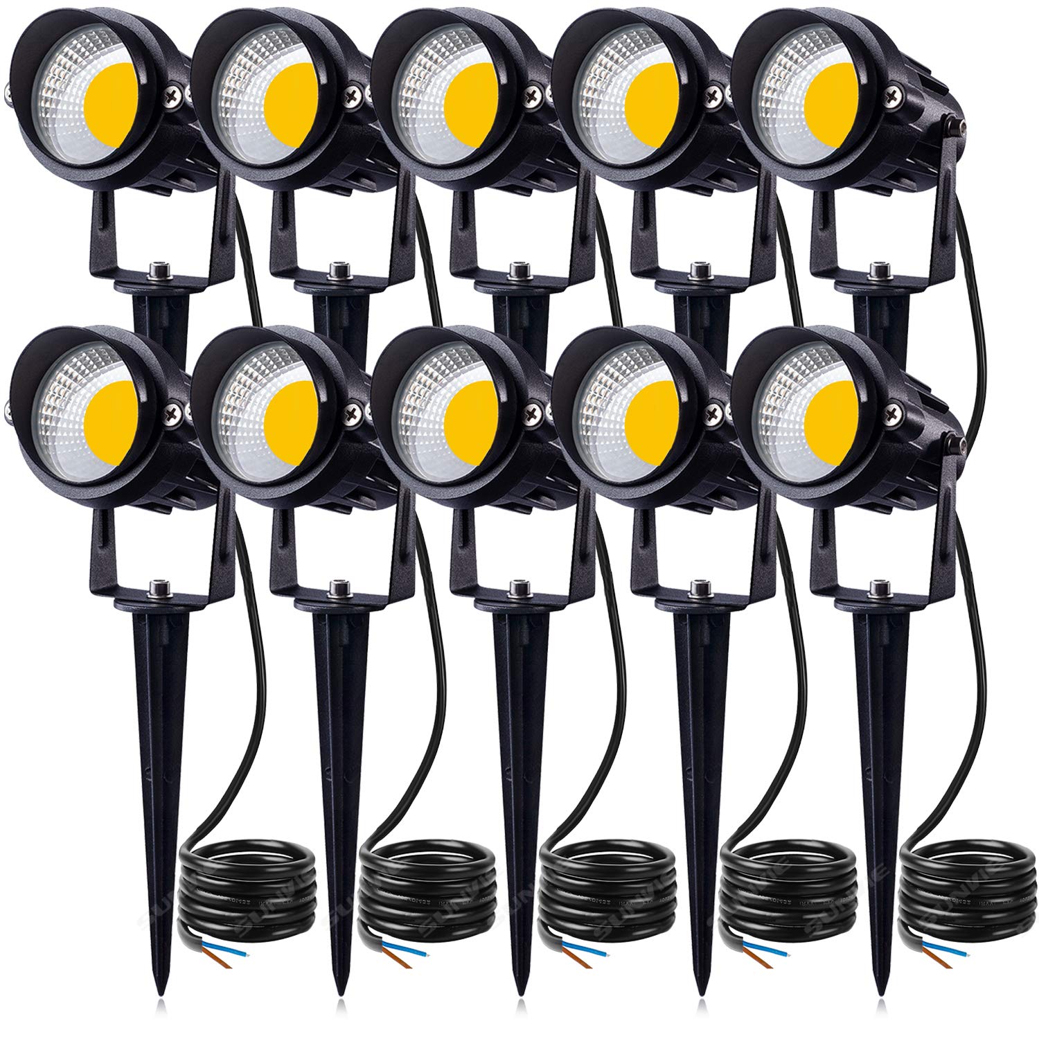 Sunvie 12W Led Landscape Lights, Warm White, Low Voltage, Waterproof Spotlights, 10 Pack
