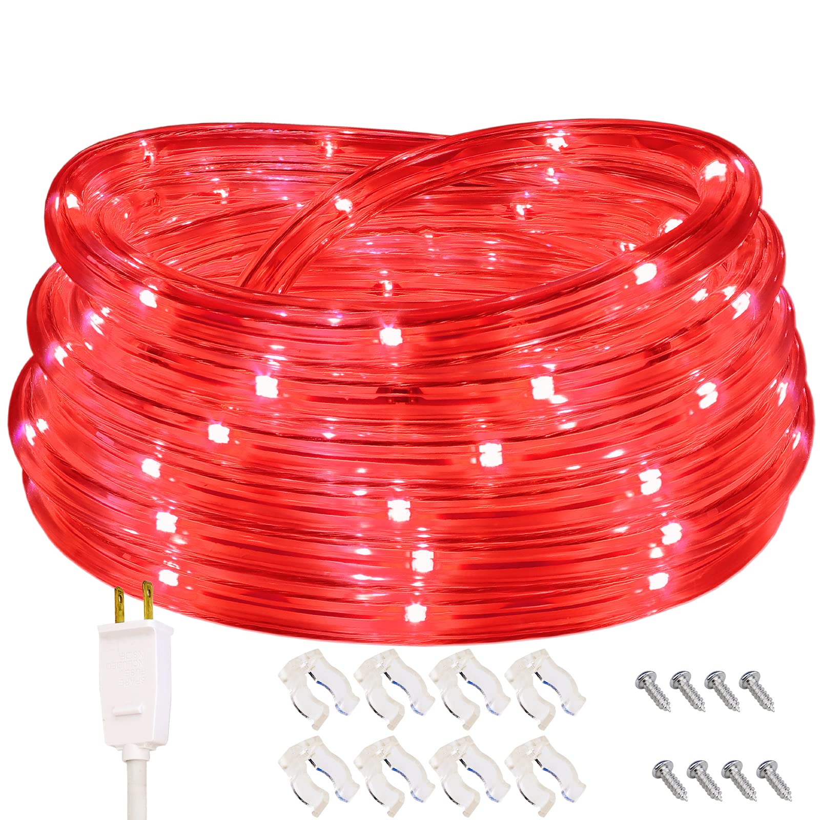 Areful Rope Lights, Waterproof 16ft Connectable Strip Lighting, Red, Indoor Outdoor Mood Lighting for Home, Garden, Party Decor