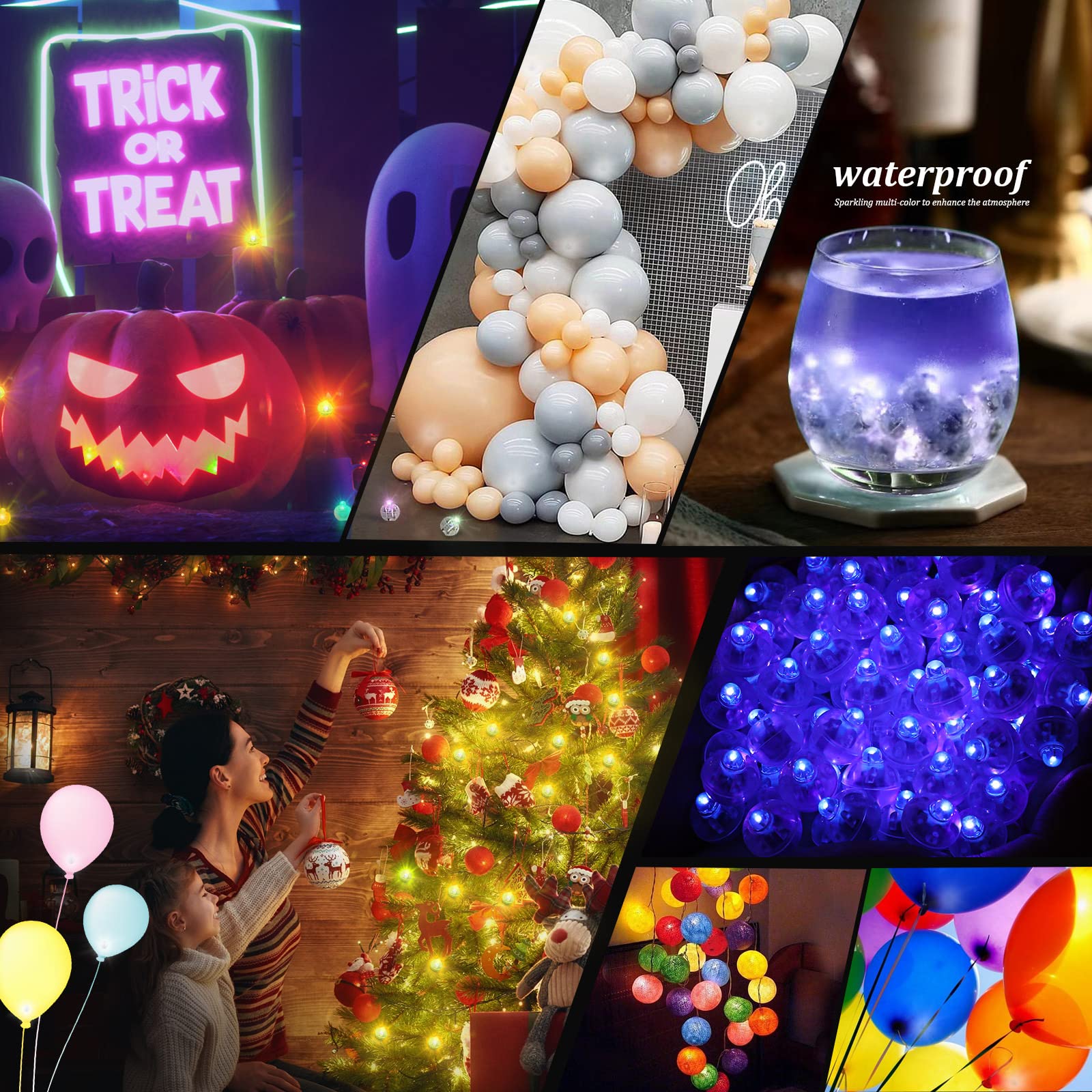 Aogist 50 Pcs Led Purple Balloon Light, Round Led Mini Led Lights For Paper Lantern Balloon Indoor Outdoor Party Event Fun, Birt
