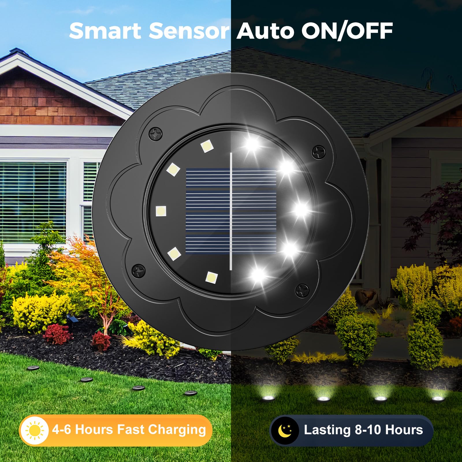 Brightown Solar In-Ground Lights, 12 Pack, Waterproof LED, Cold White for Yard, Patio, Garden, Walkway