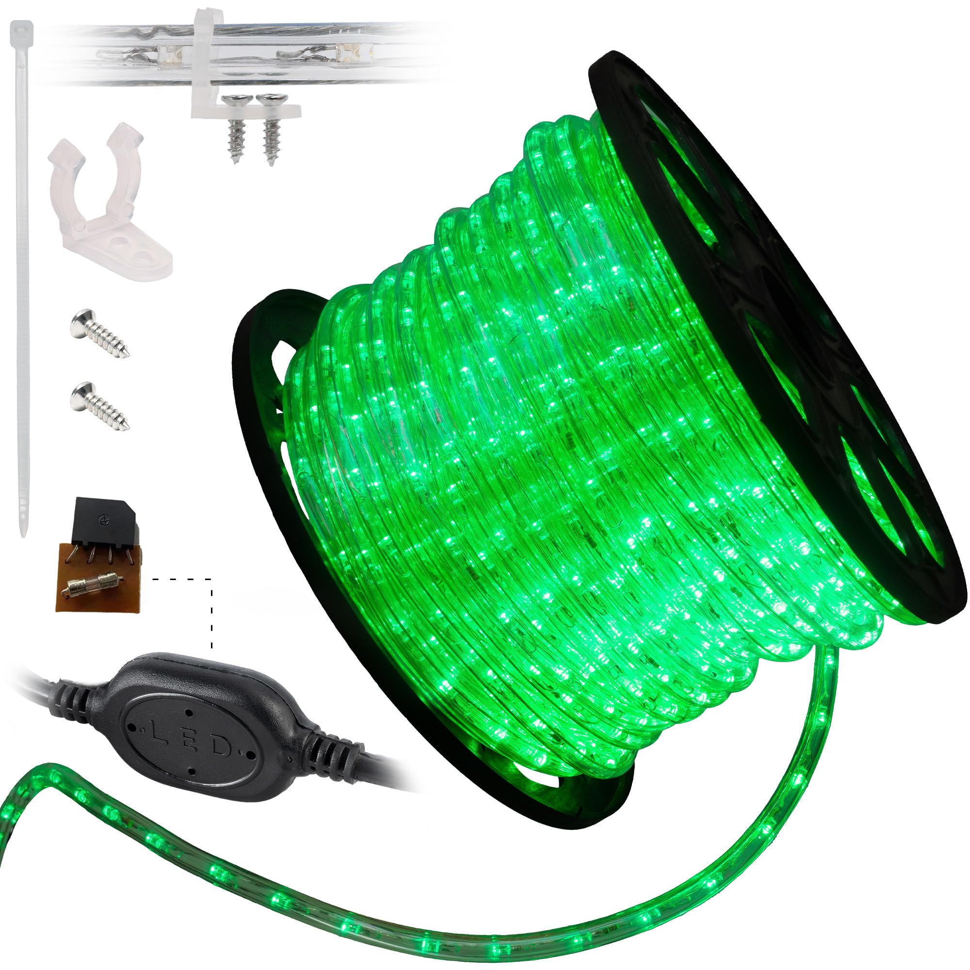 WYZworks LED Rope Lights, 150ft Connectable Waterproof, Flexible PVC, Green