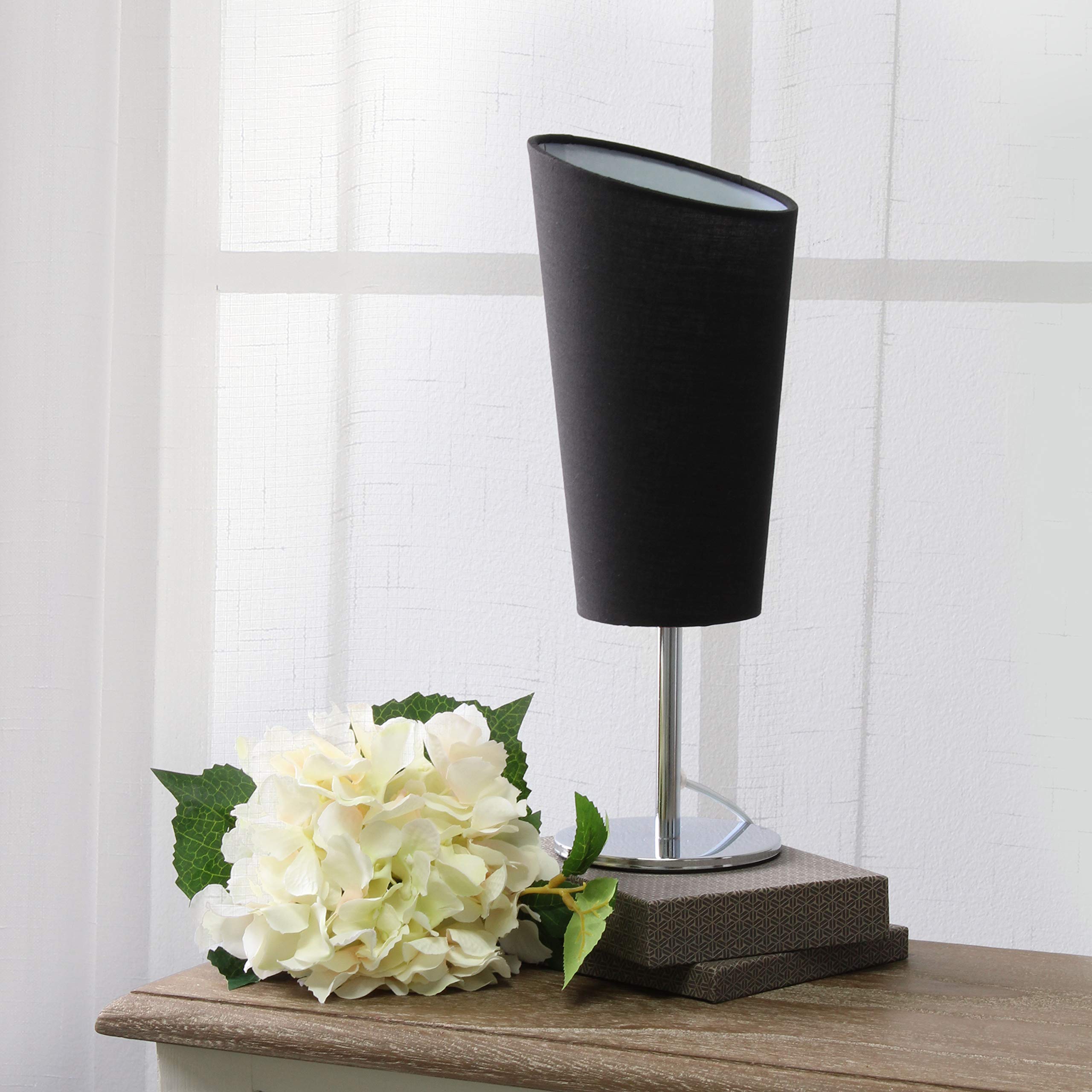 Simple Designs Lt2061-Blk Mini Table Lamp, Black Metal Fabric Shade, 4.75 X 4.75 X 12.6