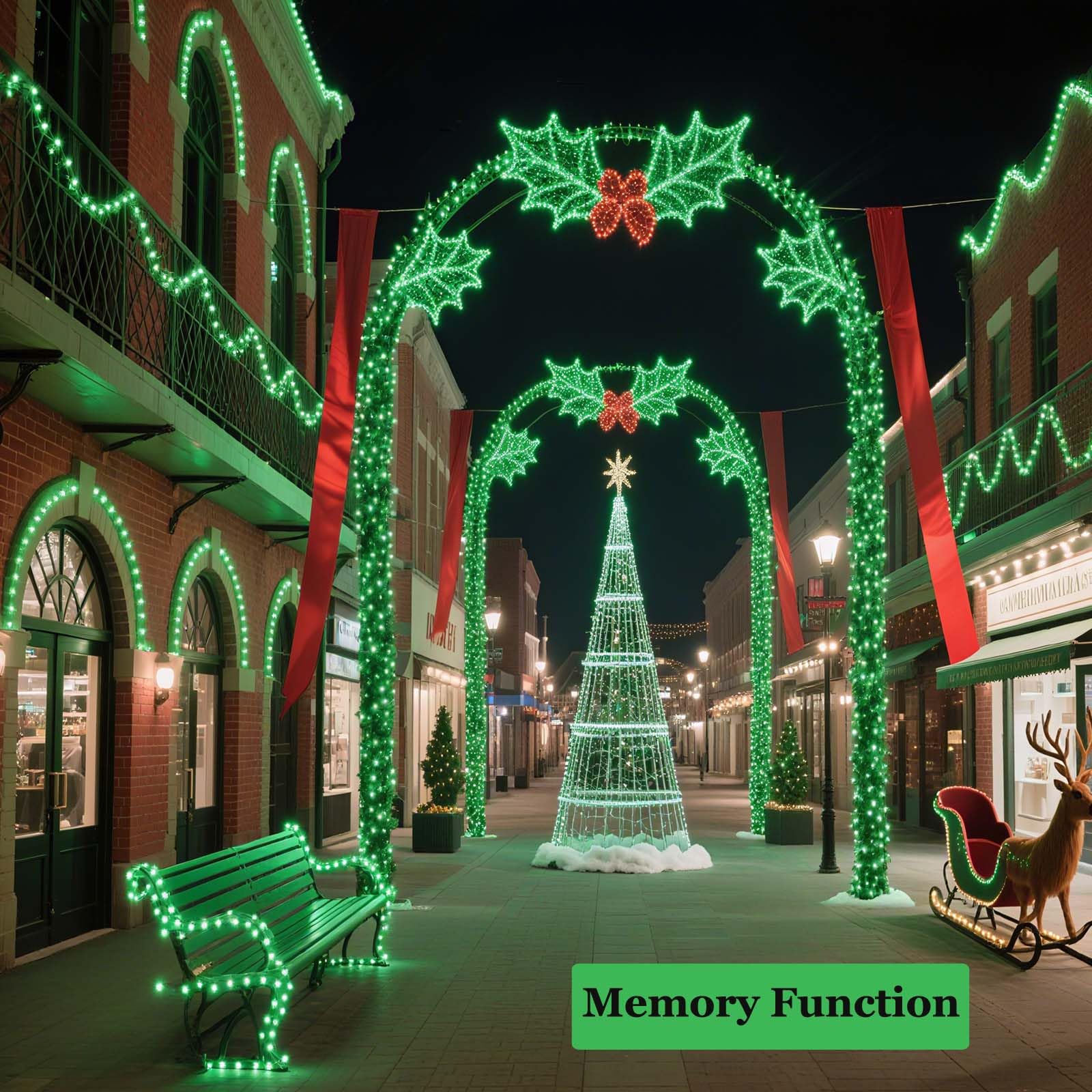 Tcamp 164Ft 500 Led Green Christmas Lights  8 Modes Christmas Tree Lights With Timer Memory Function  Green Wire Starry Fairy String Light For Xmas Tree Outdoor Indoor Decor